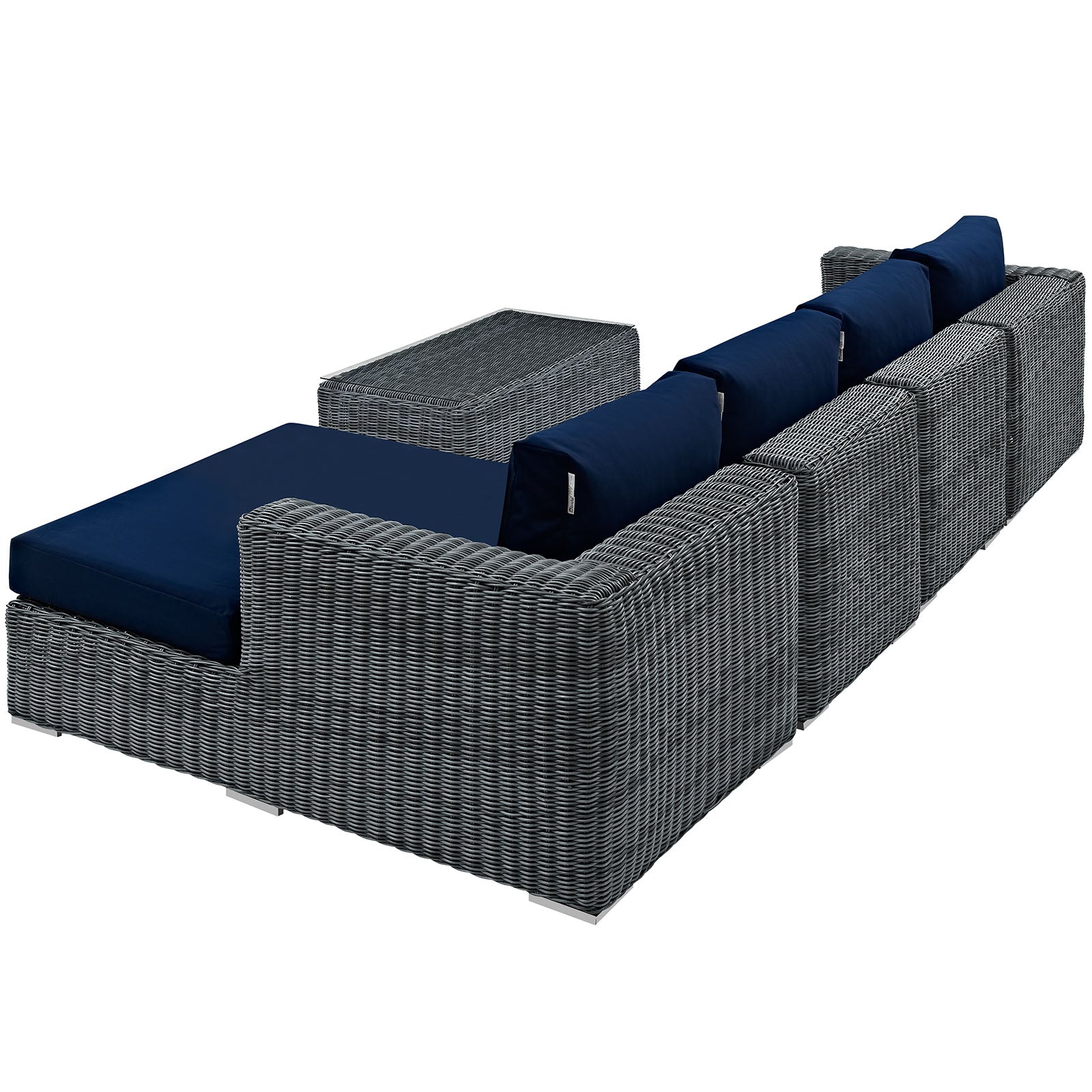 Summon 5 Piece Outdoor Patio Sunbrella® Sectional Set in Canvas Navy