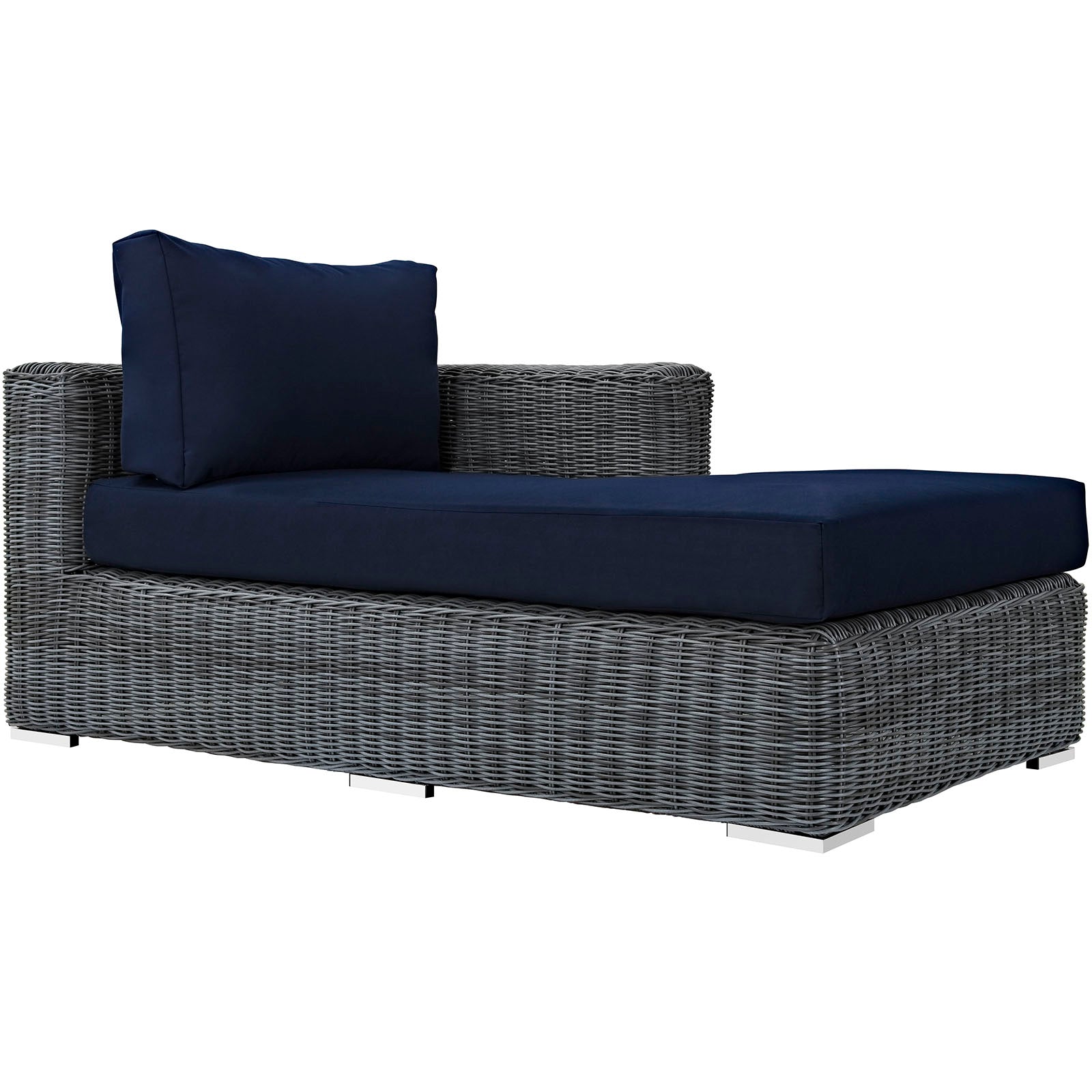 Summon 5 Piece Outdoor Patio Sunbrella® Sectional Set in Canvas Navy