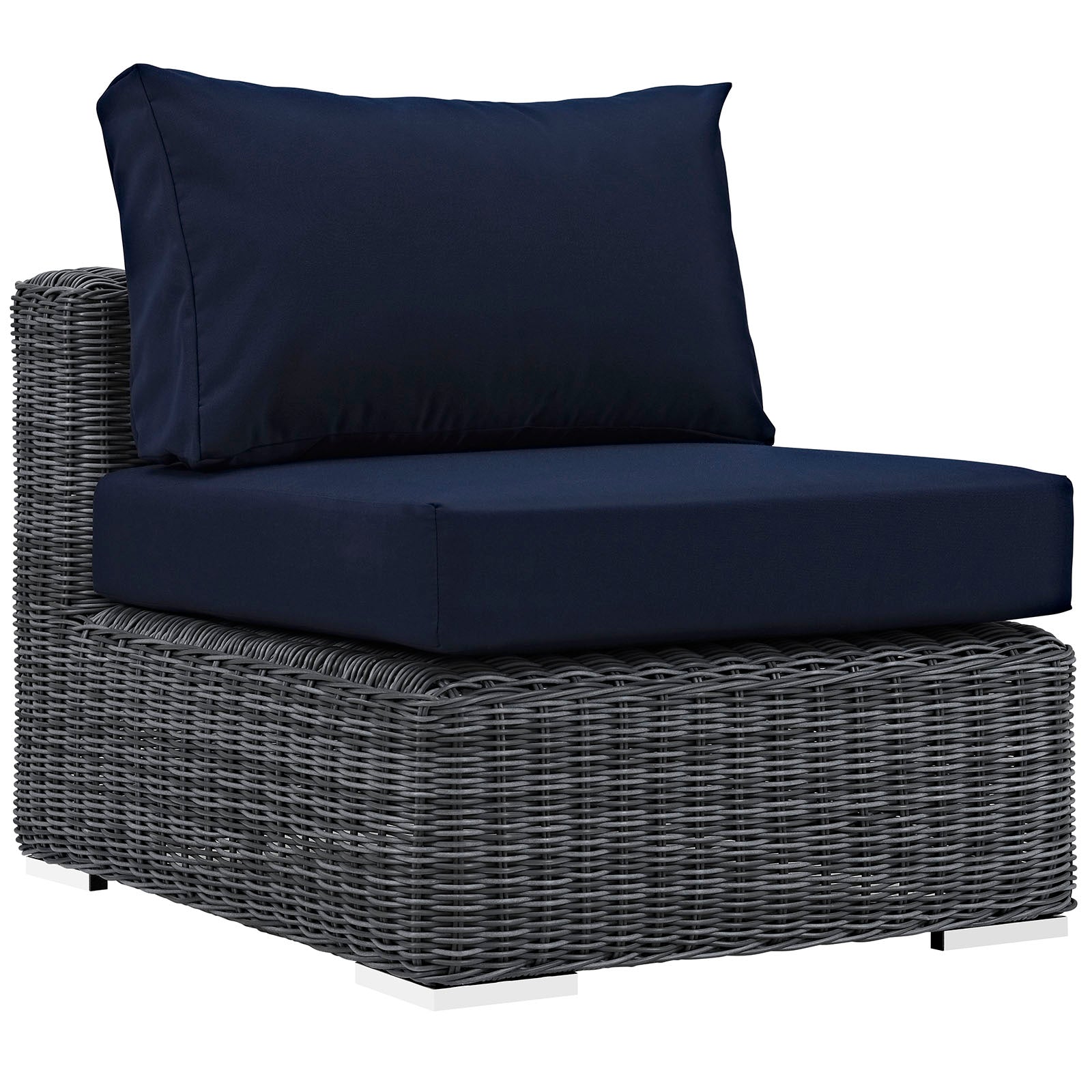 Summon 5 Piece Outdoor Patio Sunbrella® Sectional Set in Canvas Navy