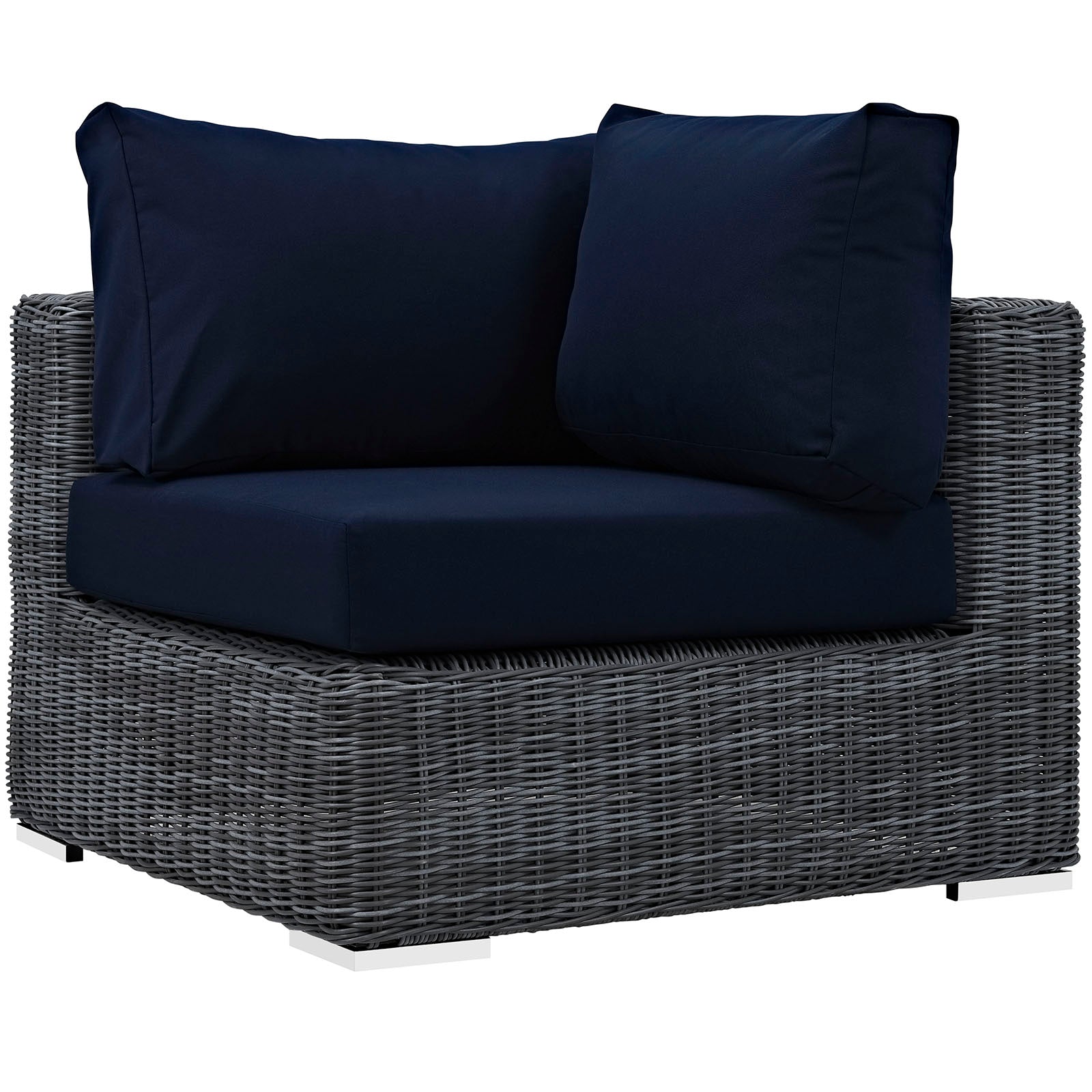 Summon 5 Piece Outdoor Patio Sunbrella® Sectional Set in Canvas Navy