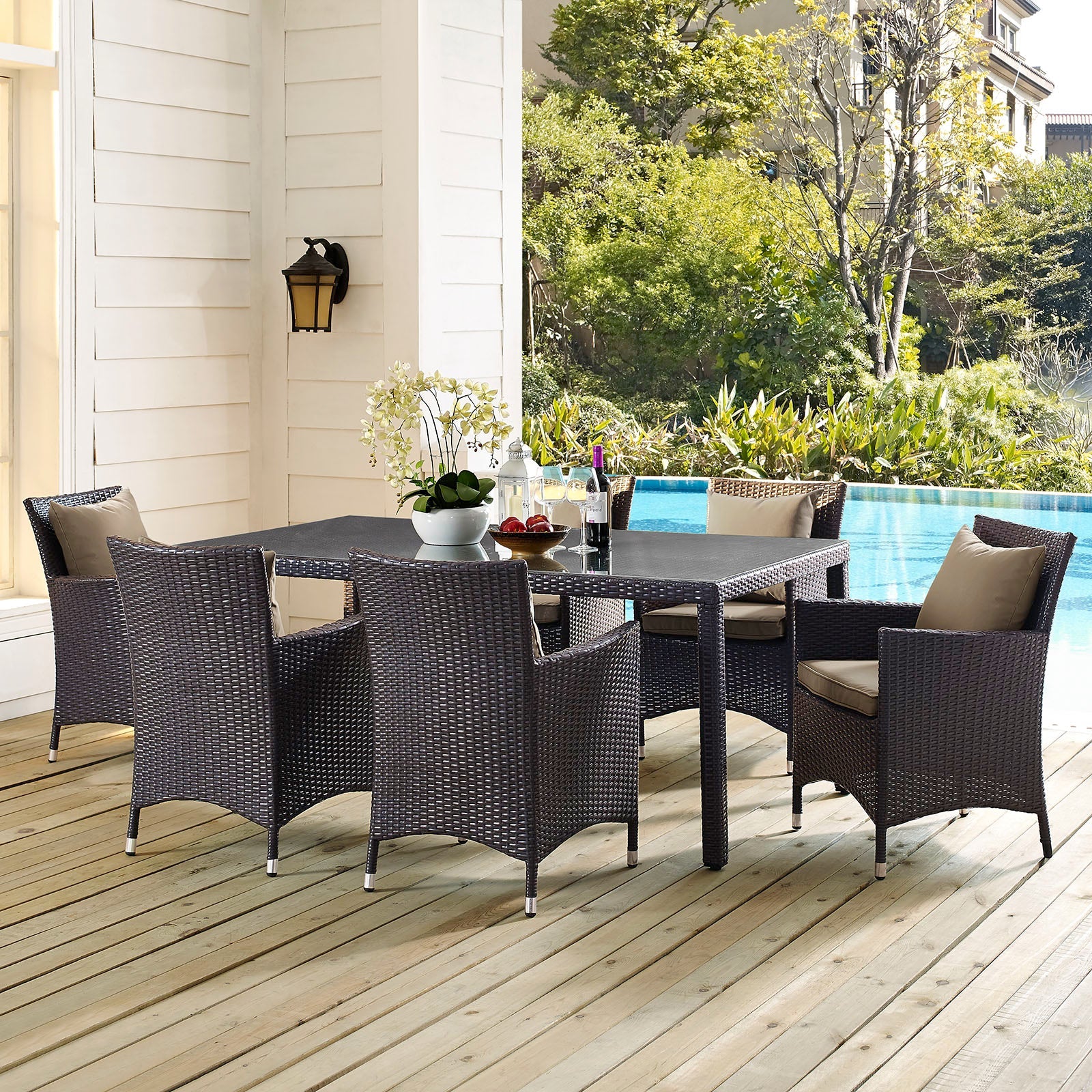 Convene 70" Outdoor Patio Dining Table in Espresso