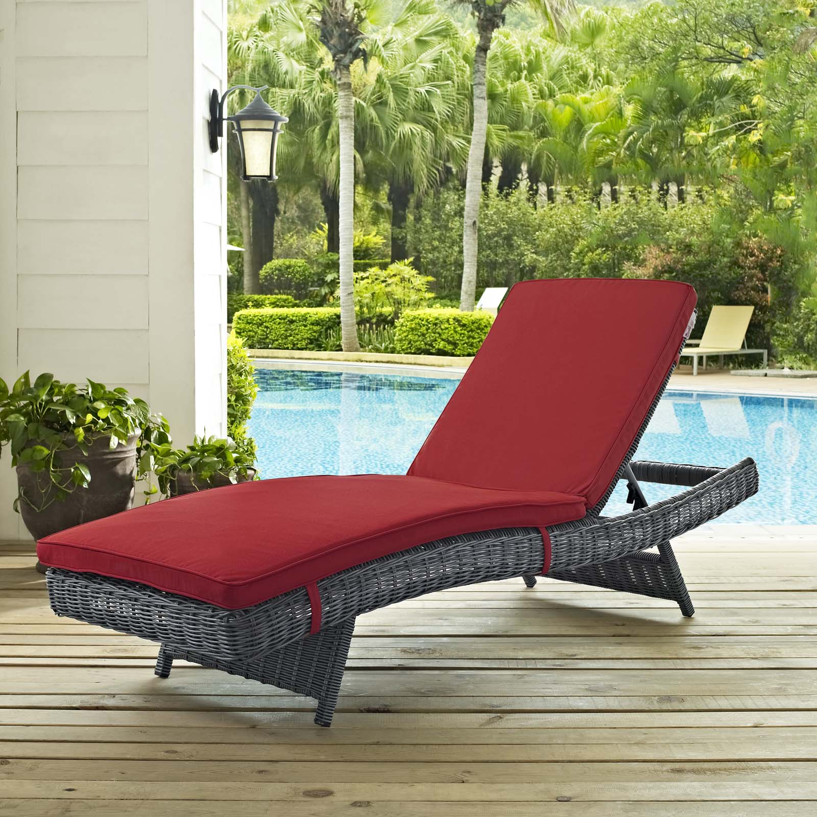 Summon Outdoor Patio Sunbrella® Chaise in Canvas Red