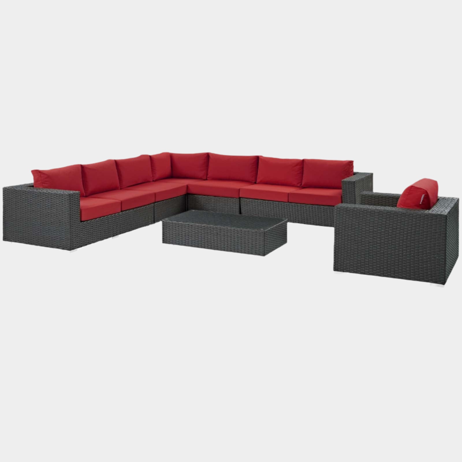 Sojourn 7 Piece Outdoor Patio Sunbrella® Sectional Set in Canvas Red