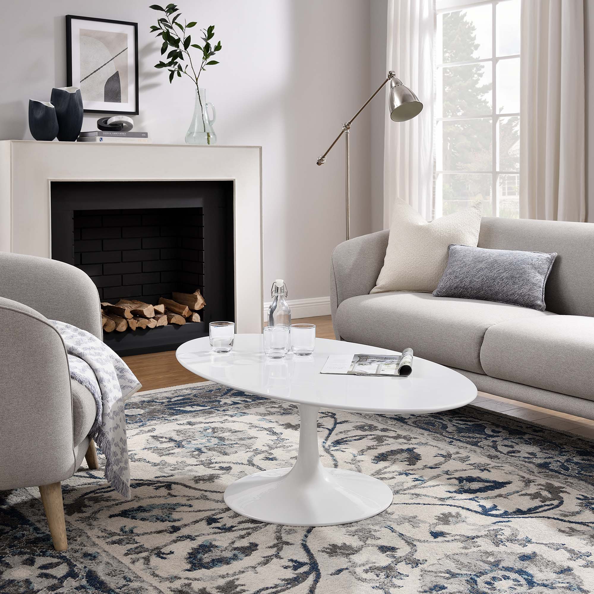 Oval-Shaped Wood Coffee Table
