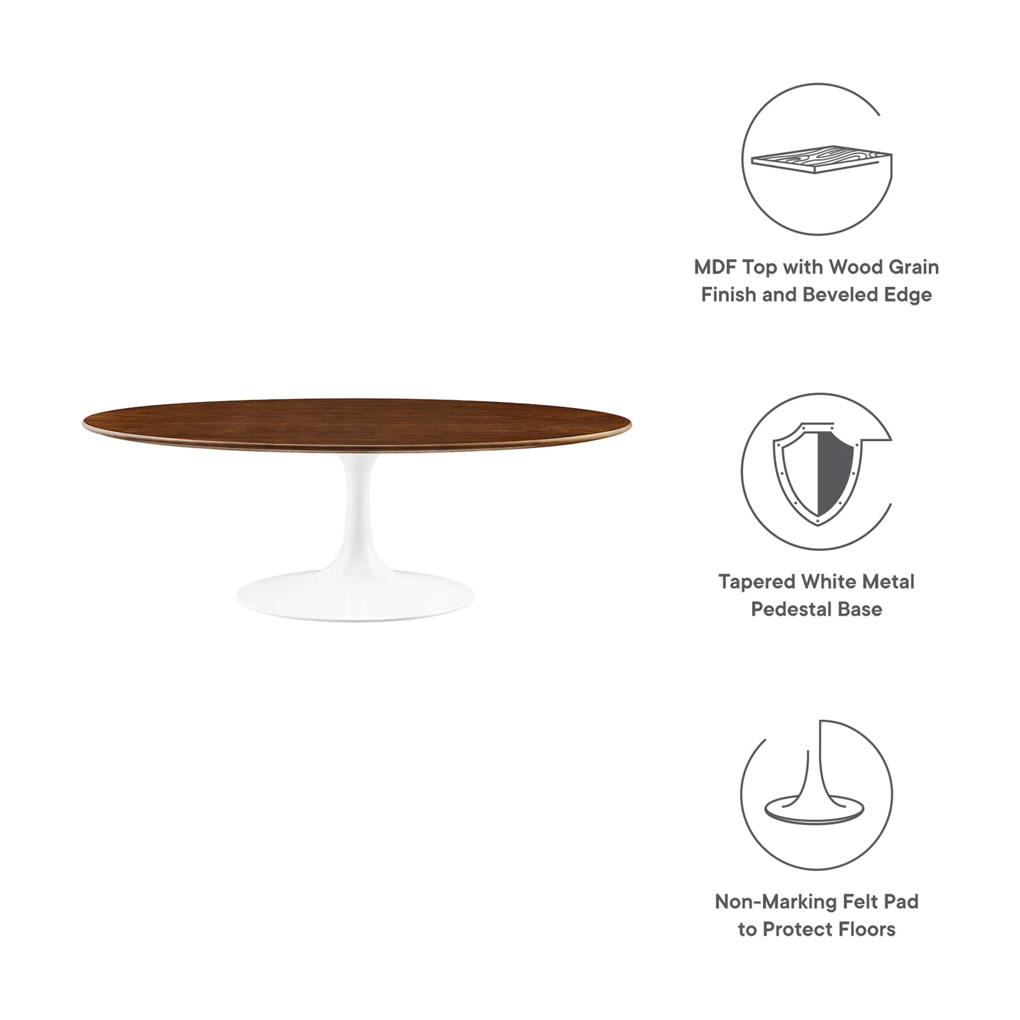 Oval-Shaped Wood Coffee Table