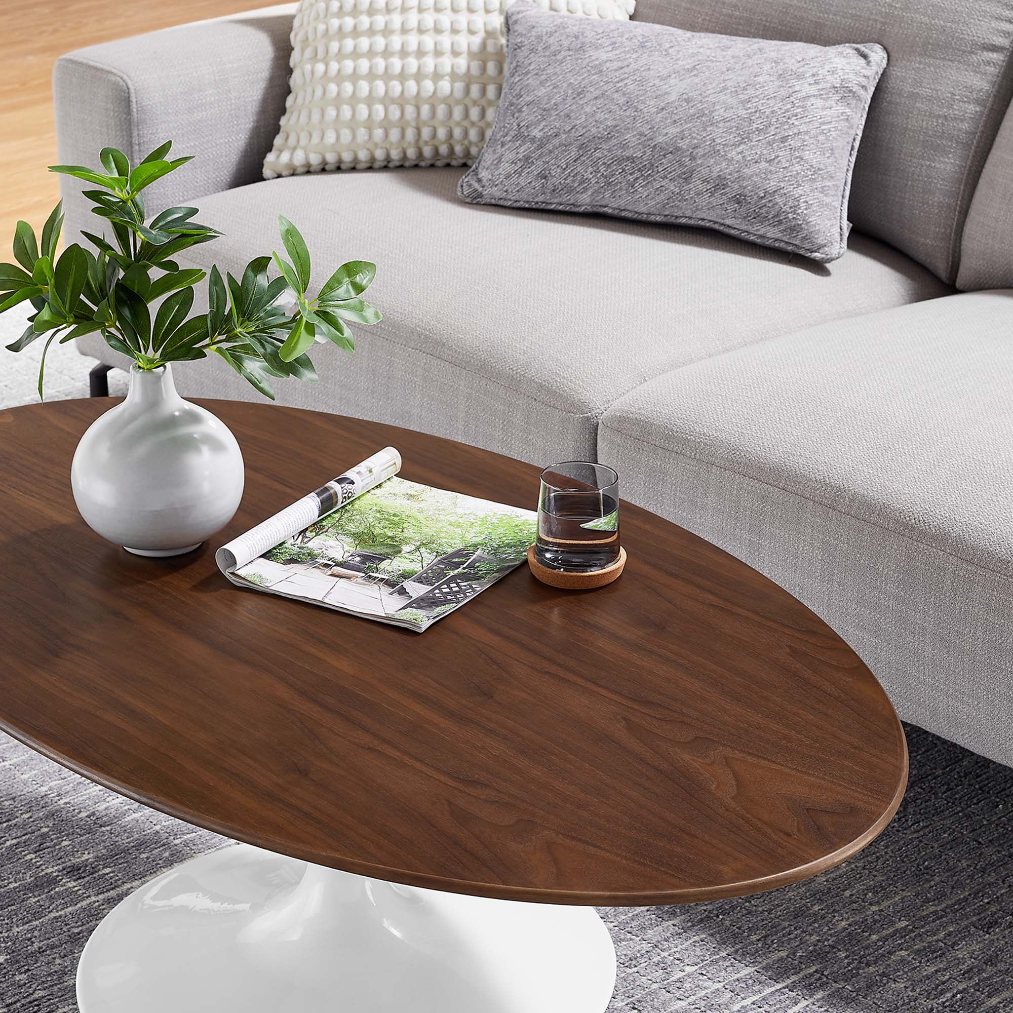 Oval-Shaped Wood Coffee Table