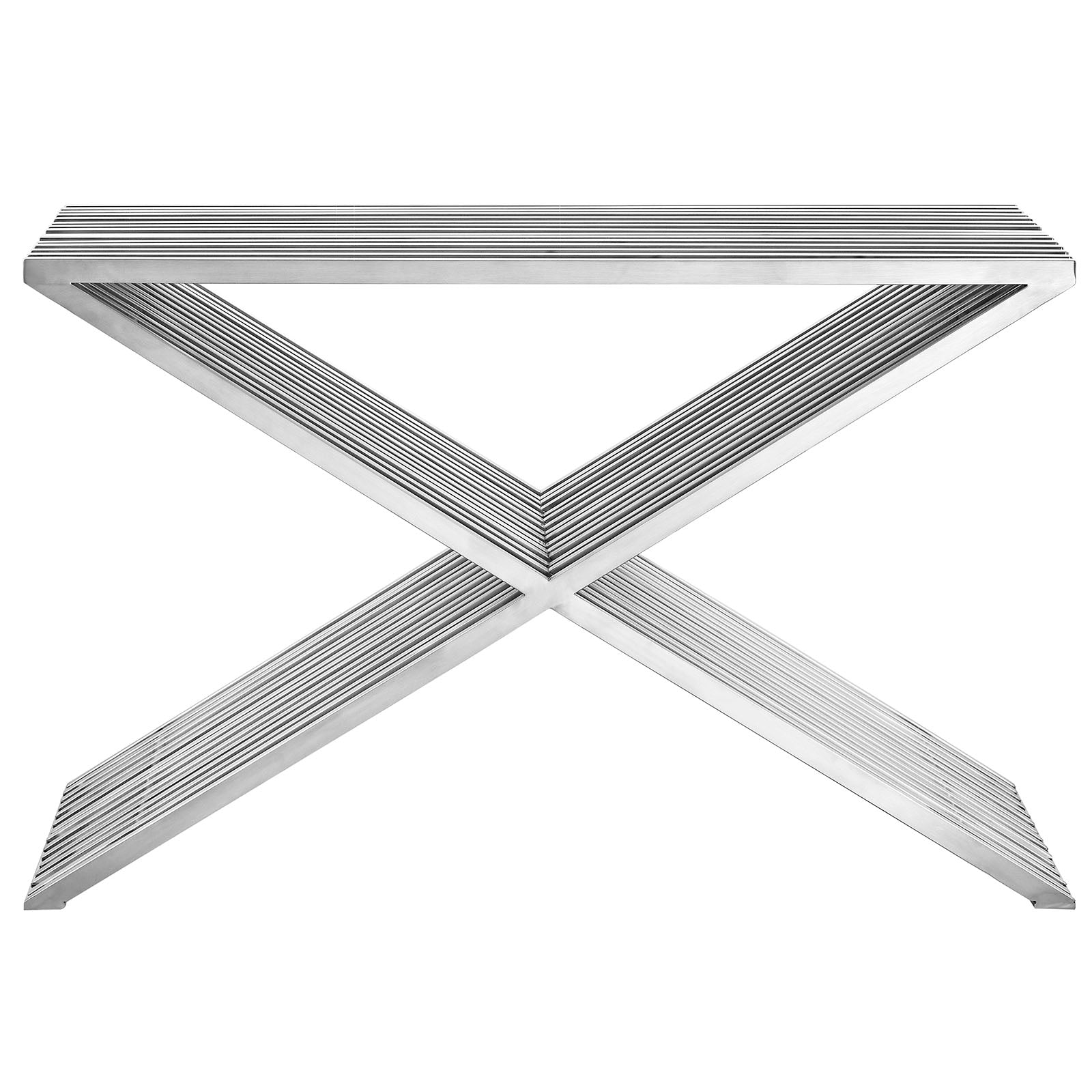 Press Stainless Steel Console Table in Silver