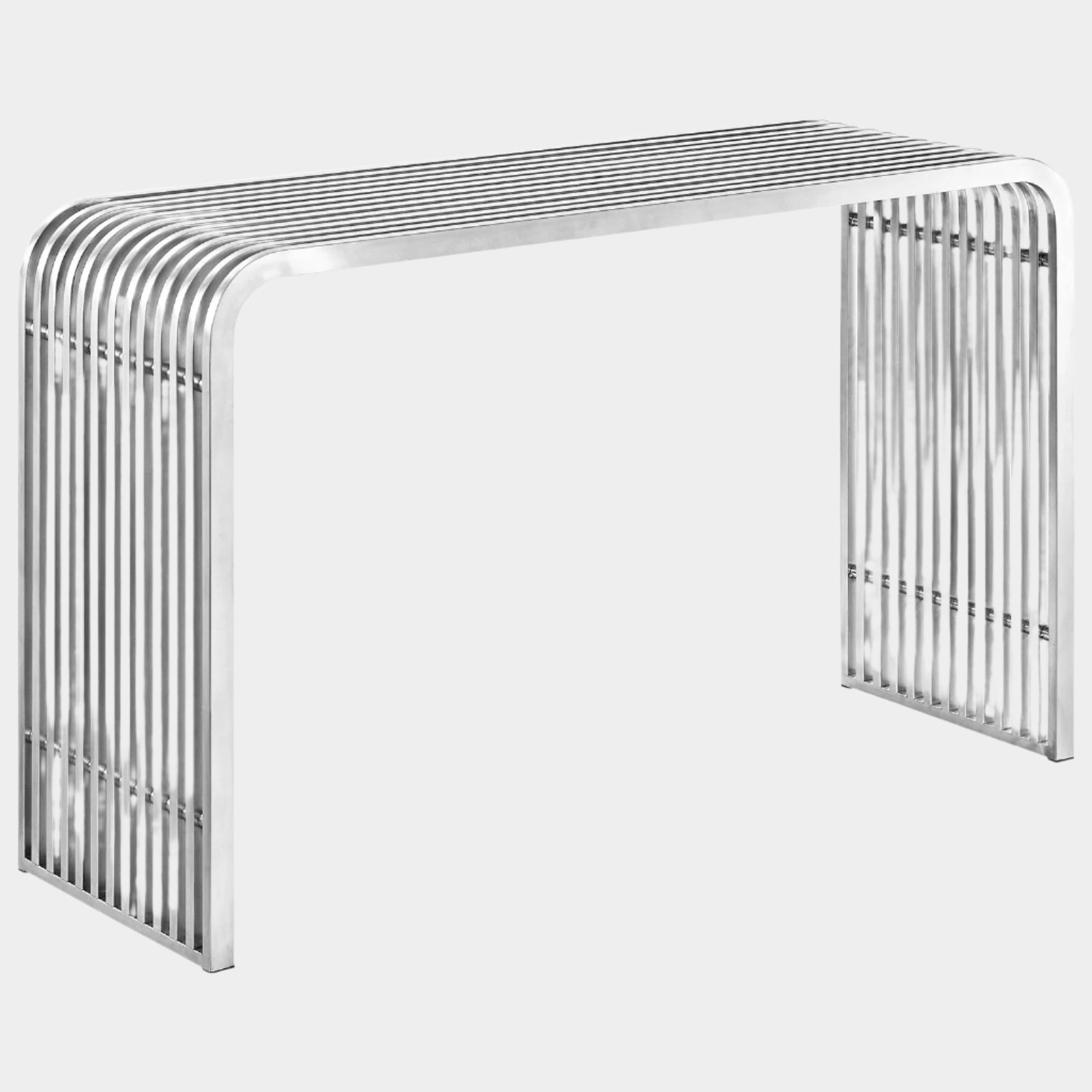 Pipe Stainless Steel Console Table in Silver