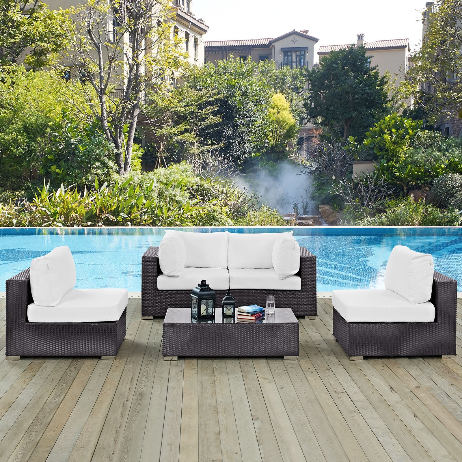 Convene 5 Piece Outdoor Patio Sectional Set