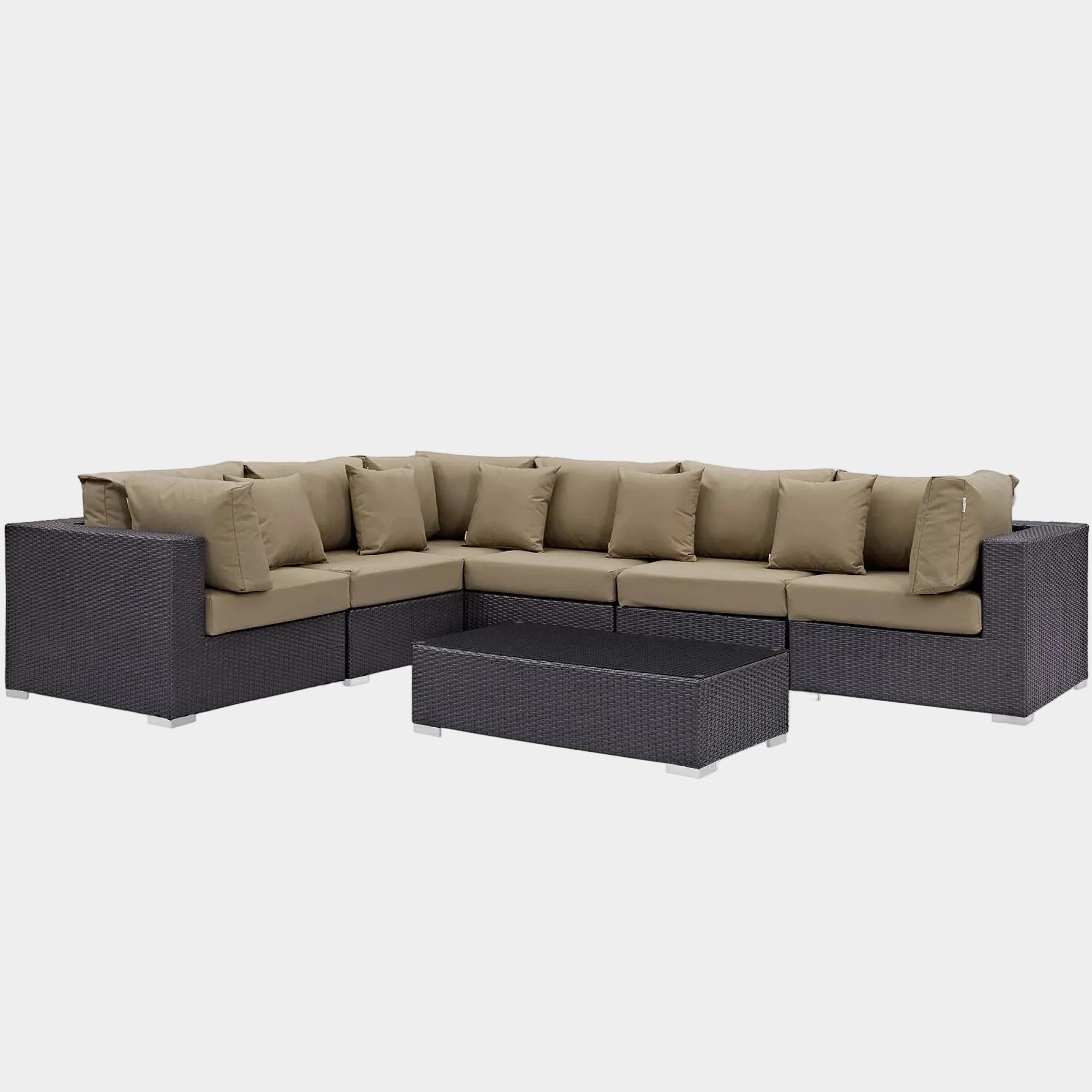 Convene 7 Piece Outdoor Sectional Set in Espresso Mocha