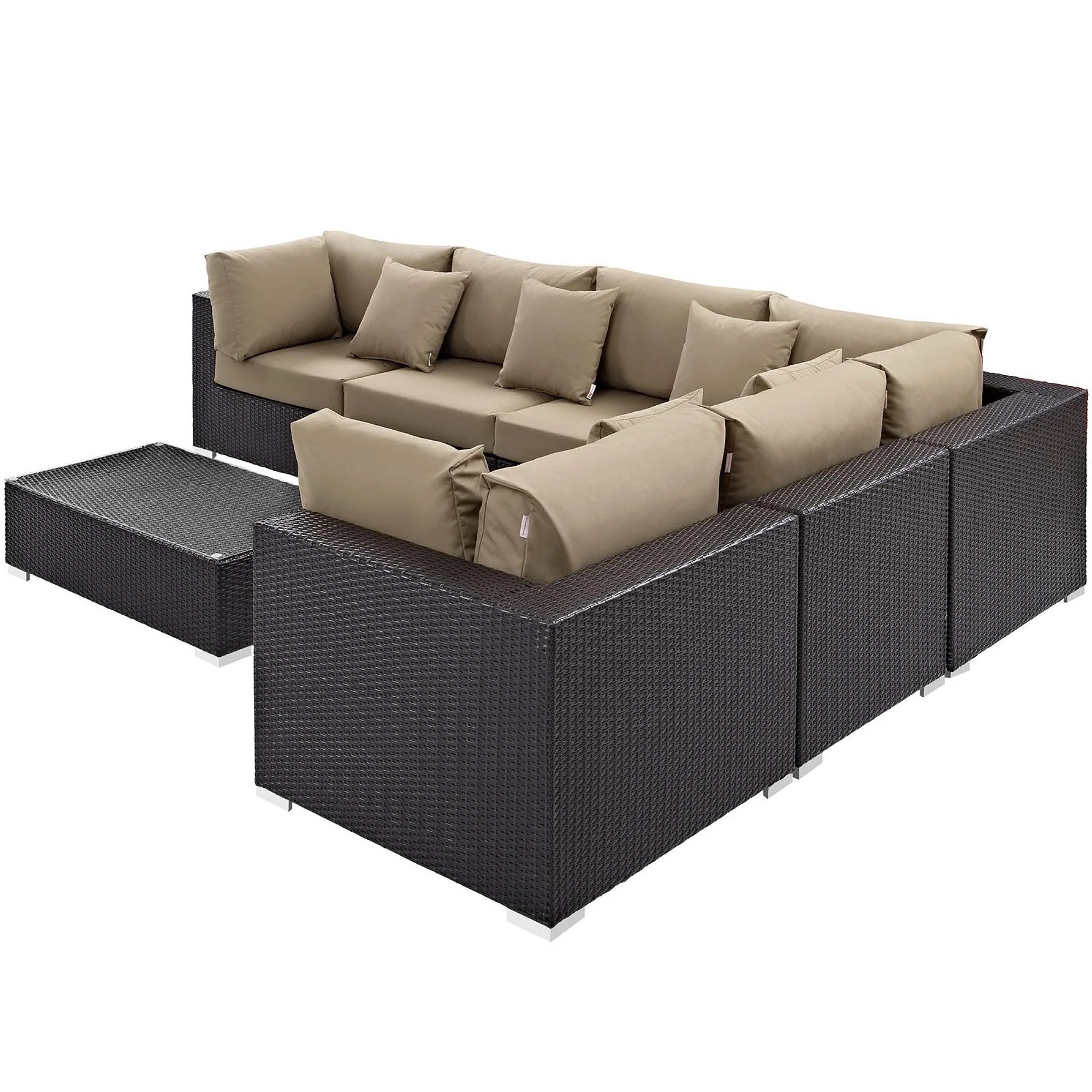 Convene 7 Piece Outdoor Sectional Set in Espresso Mocha