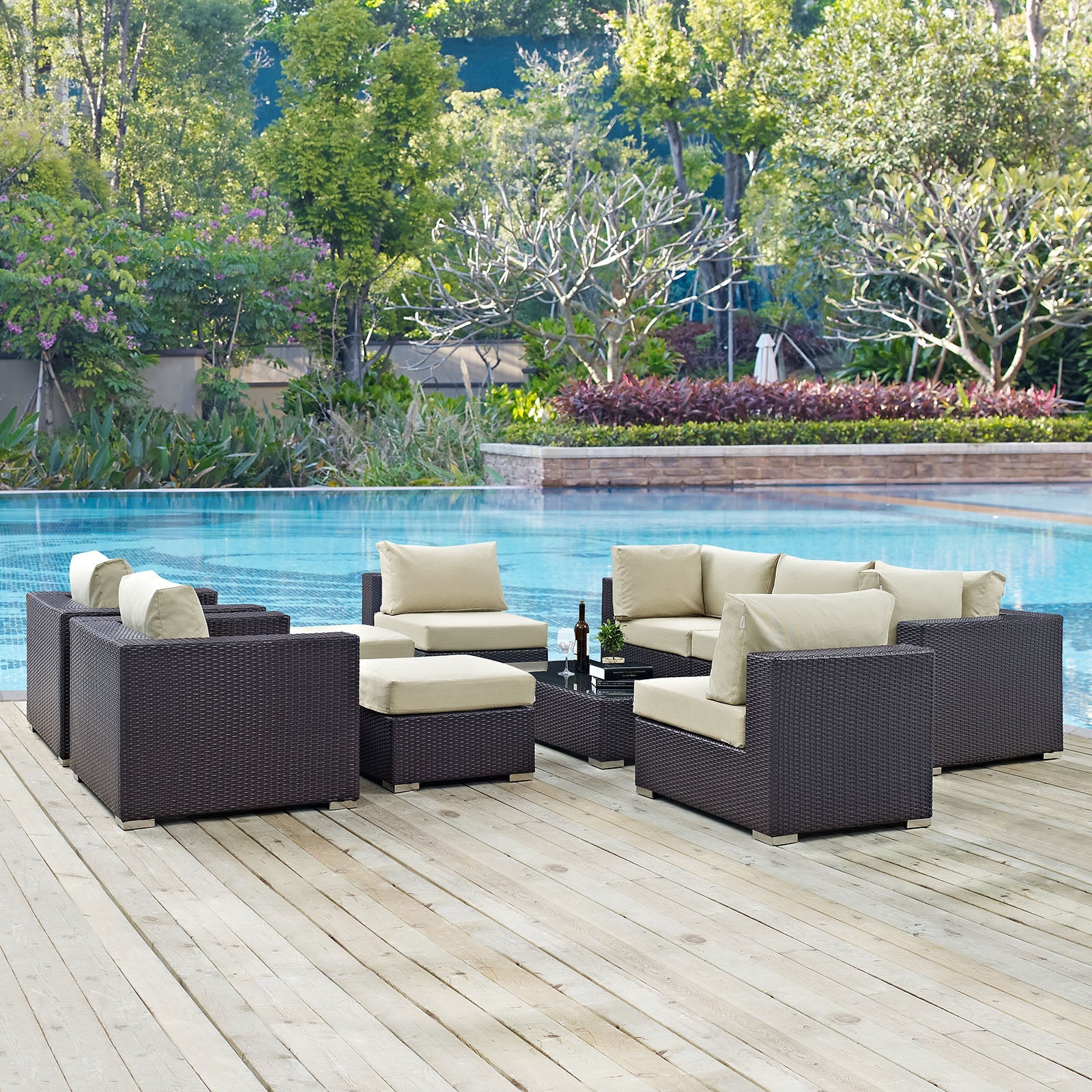 Convene 5 Piece Outdoor Patio Sectional Set