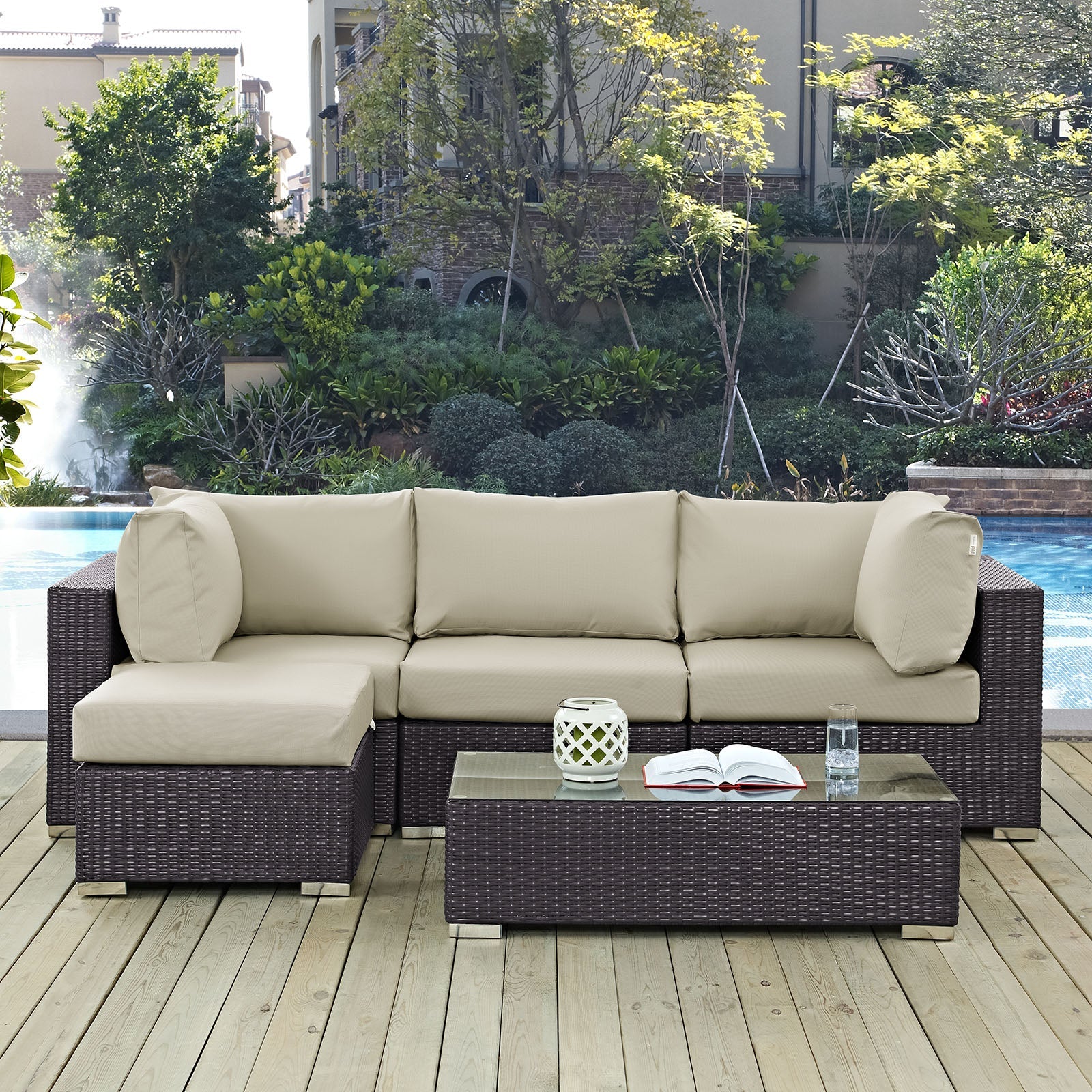 Convene 5 Piece Outdoor Patio Sectional Set