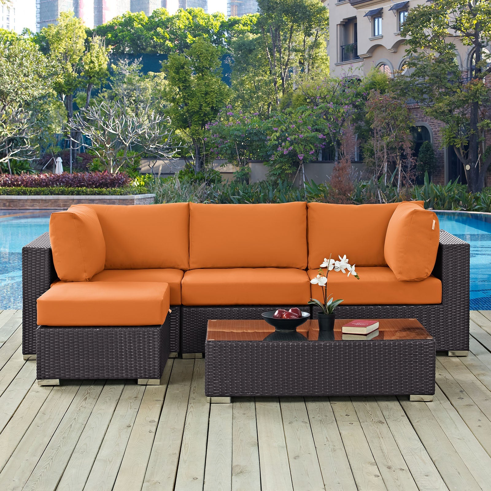 Convene 5 Piece Outdoor Patio Sectional Set