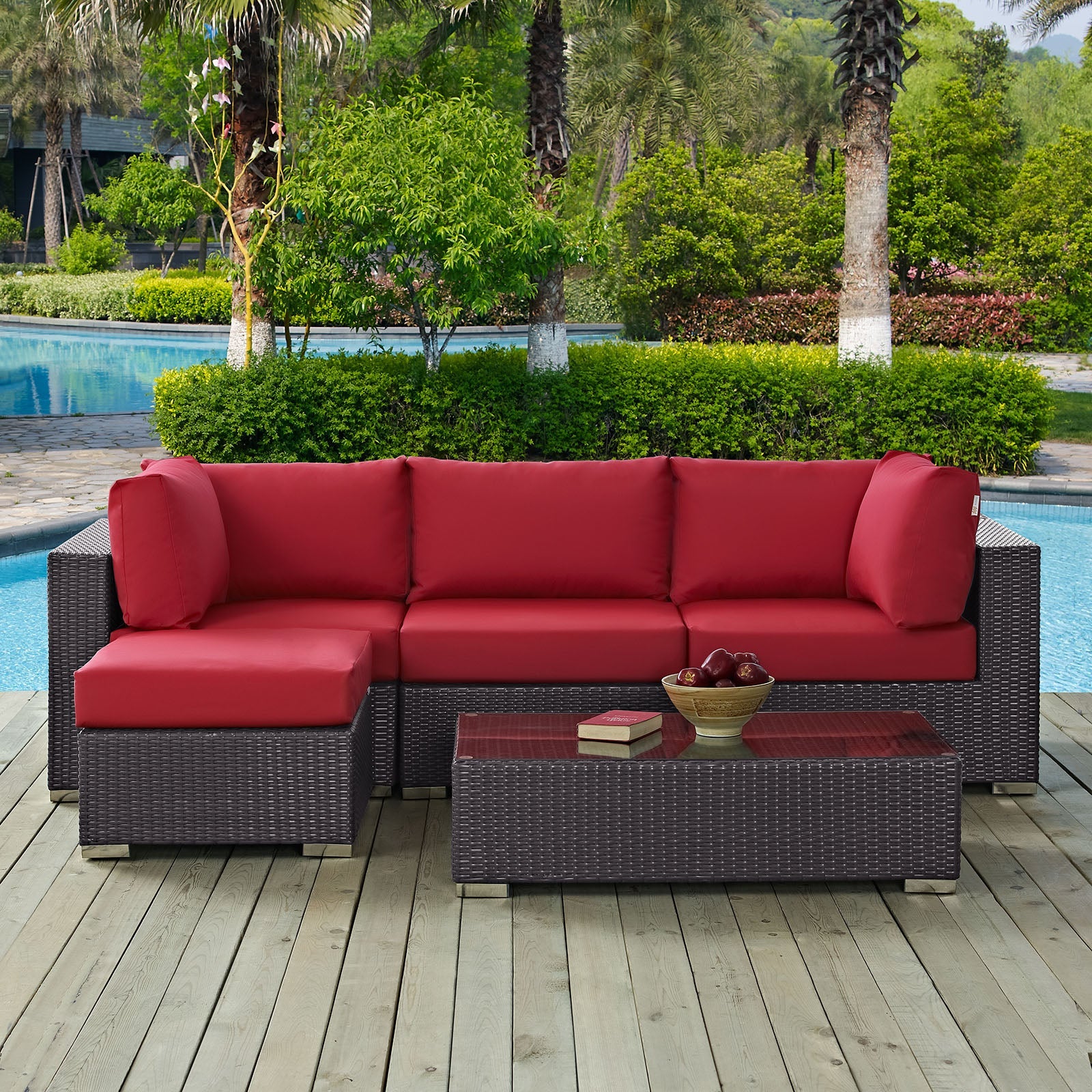 Convene 5 Piece Outdoor Patio Sectional Set