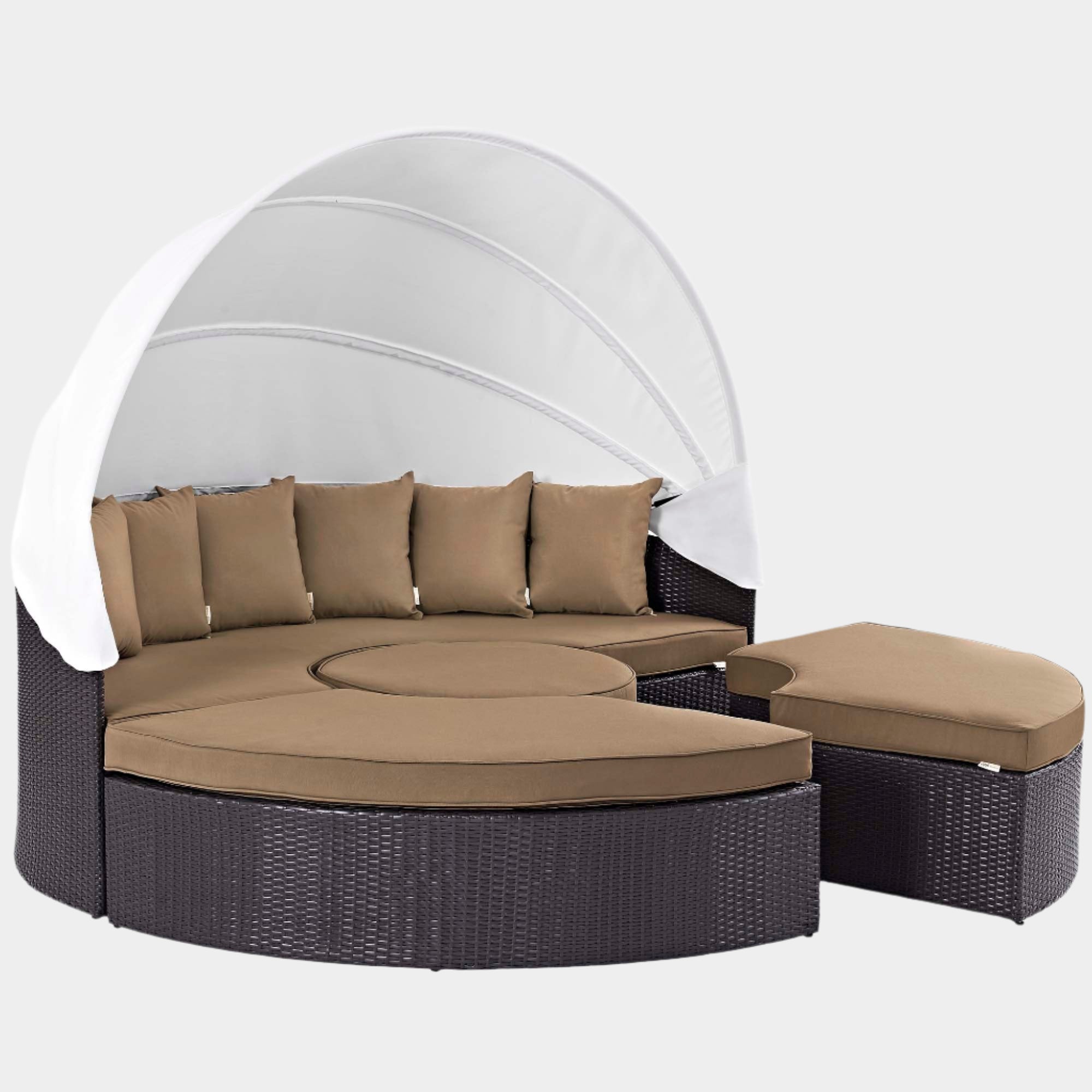 Convene Outdoor Patio Wicker Rattan Canopy Sectional Daybed