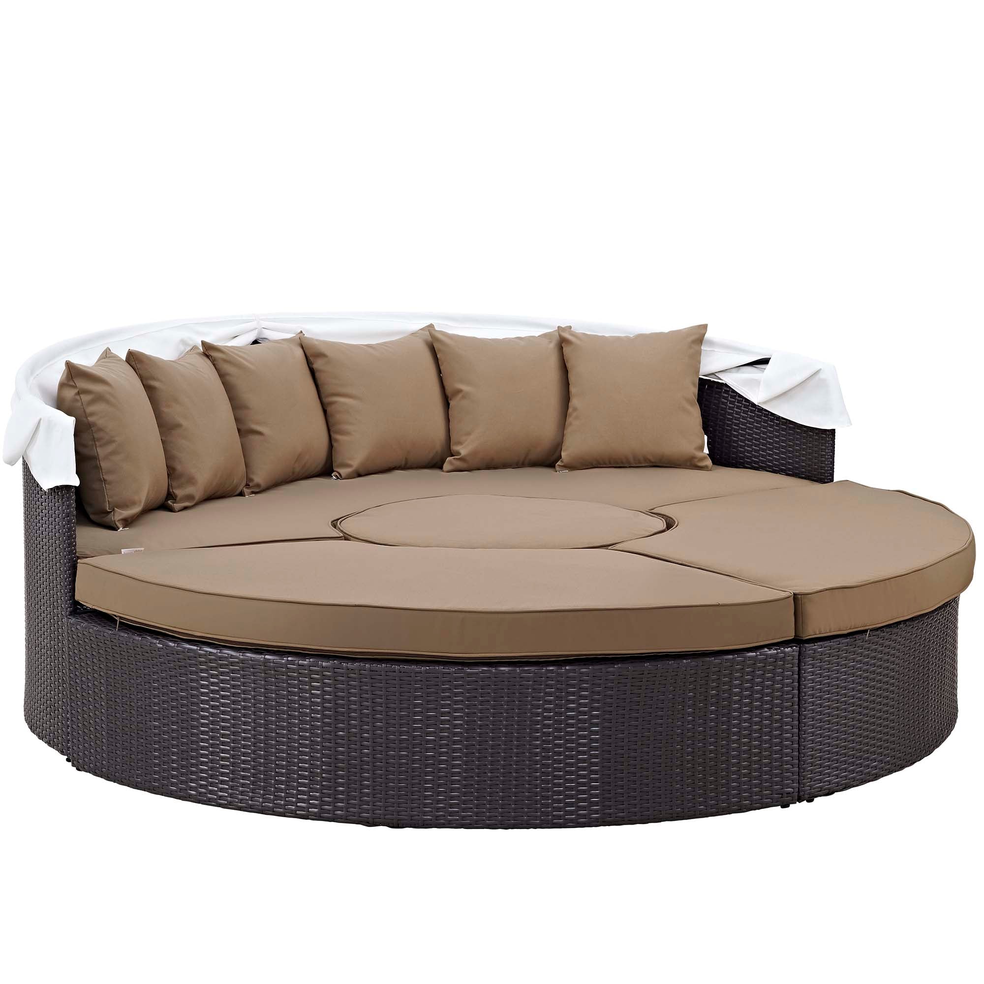 Convene Outdoor Patio Wicker Rattan Canopy Sectional Daybed