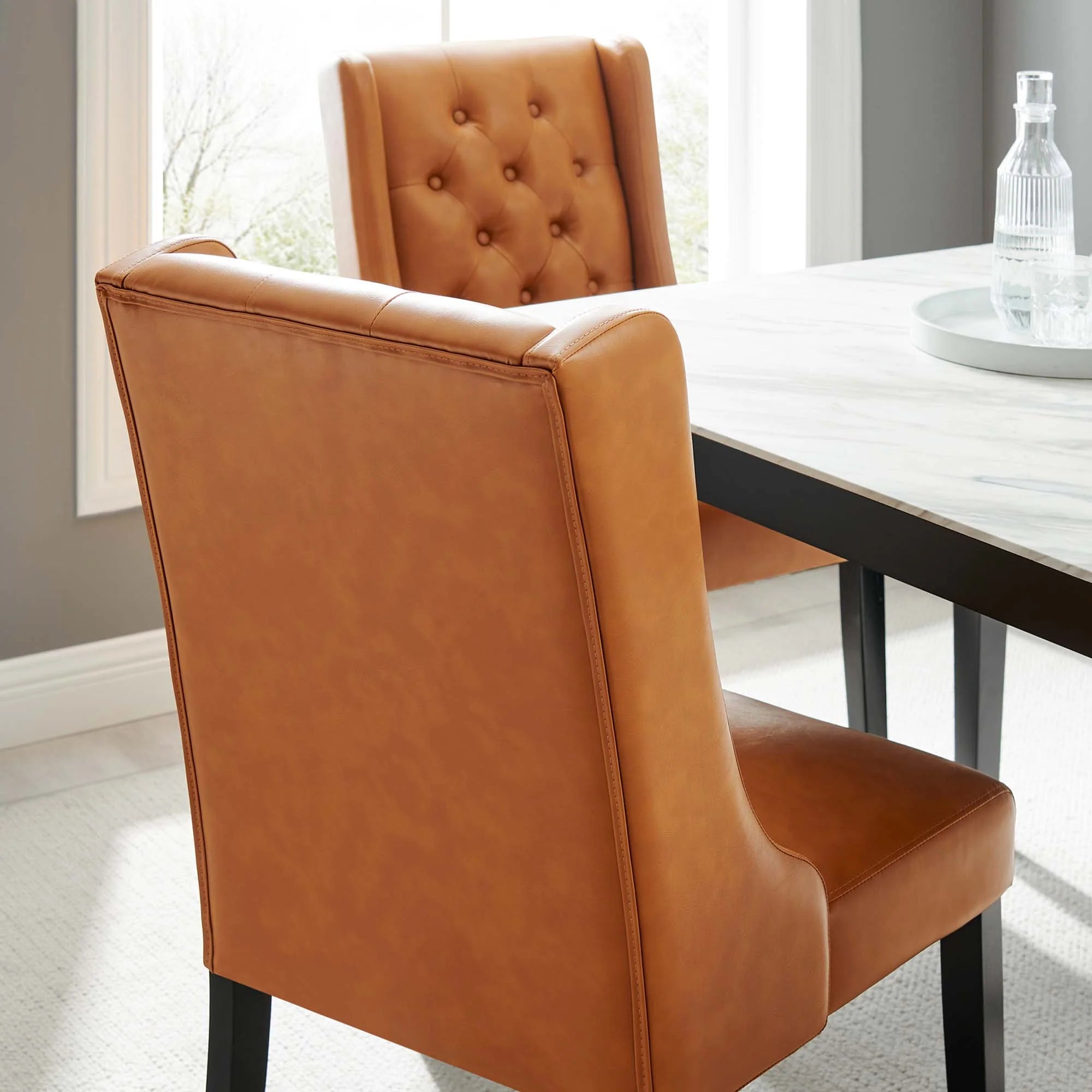 Baronet Button Tufted Vegan Leather Dining Chair