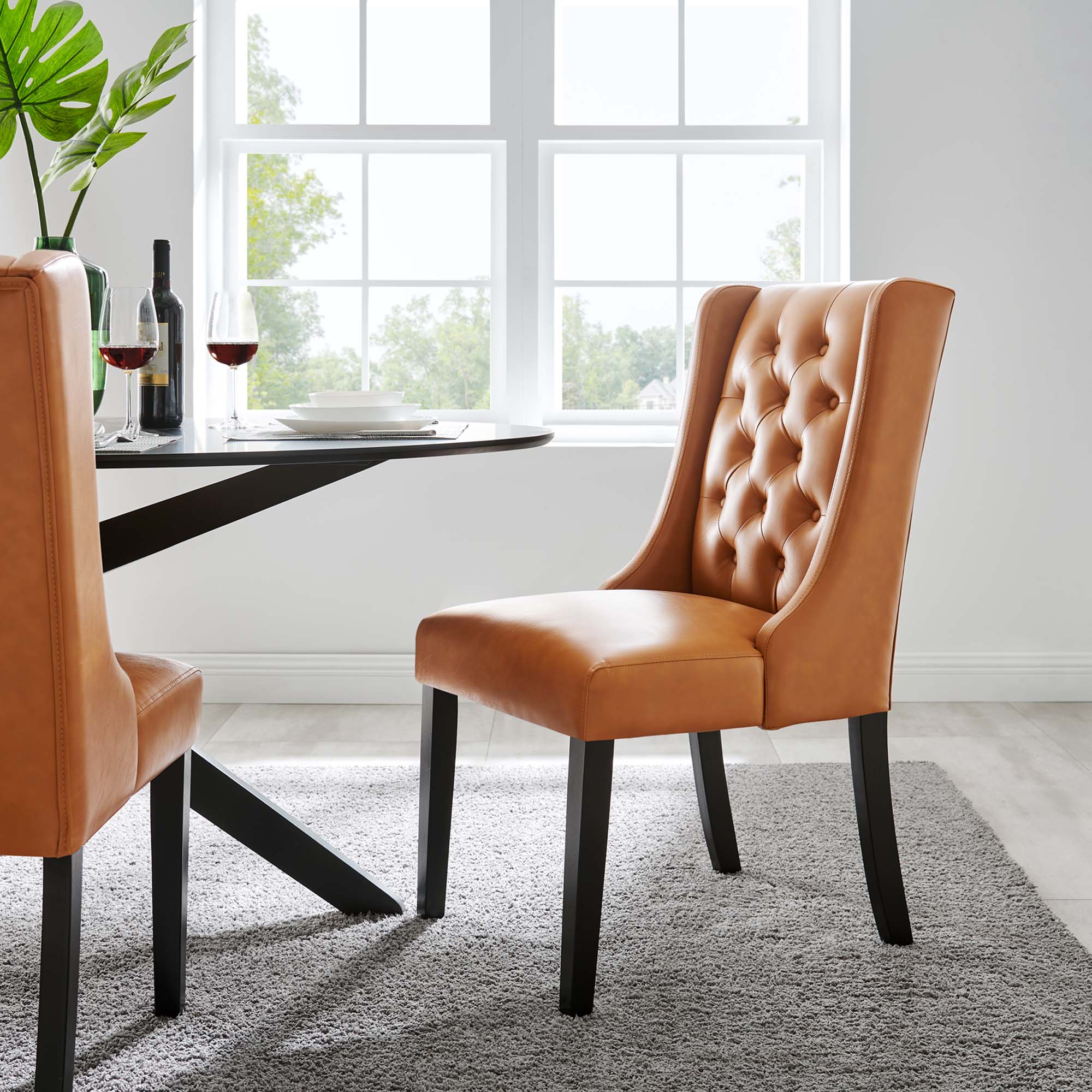 Baronet Button Tufted Vegan Leather Dining Chair