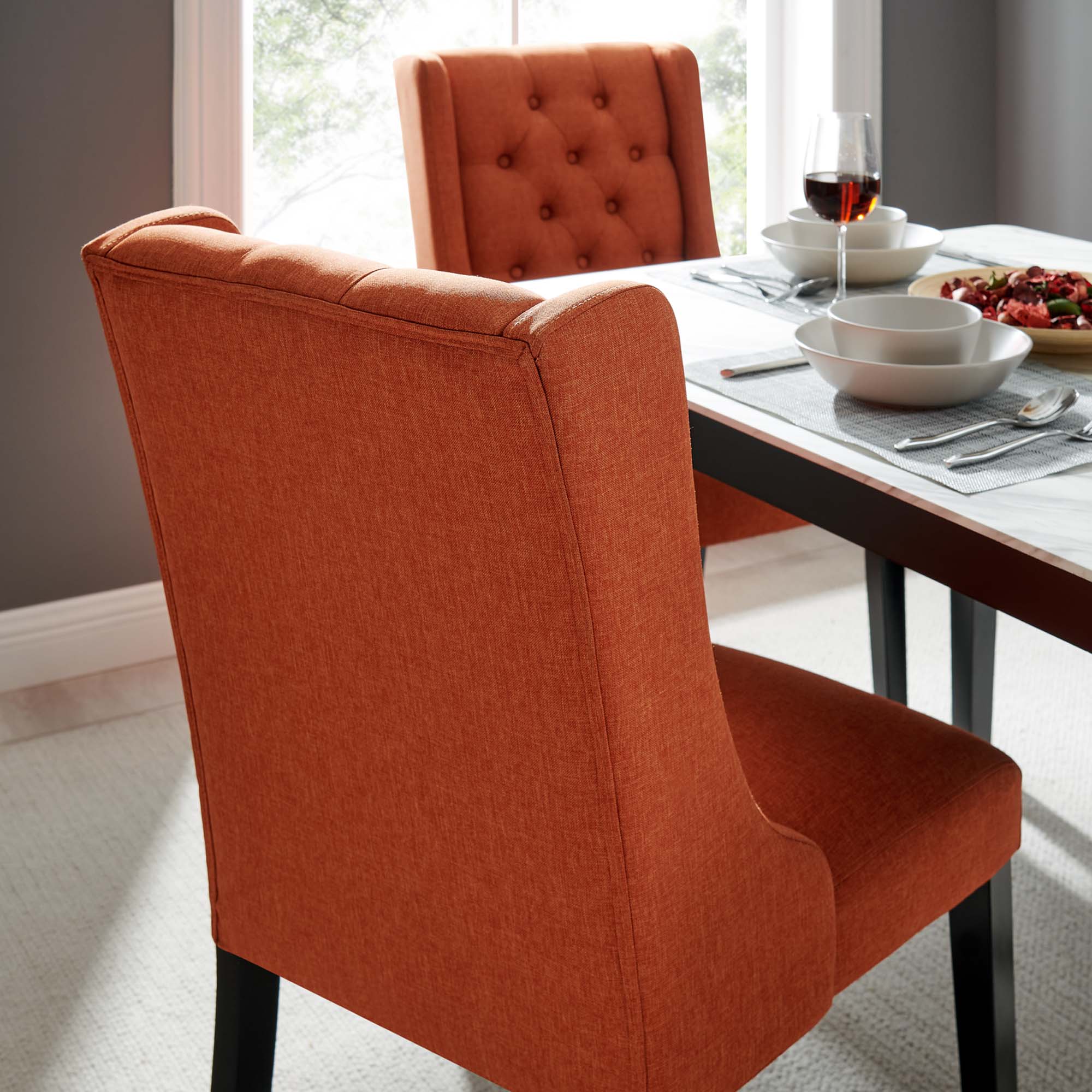 Baronet Button Tufted Fabric Dining Chair