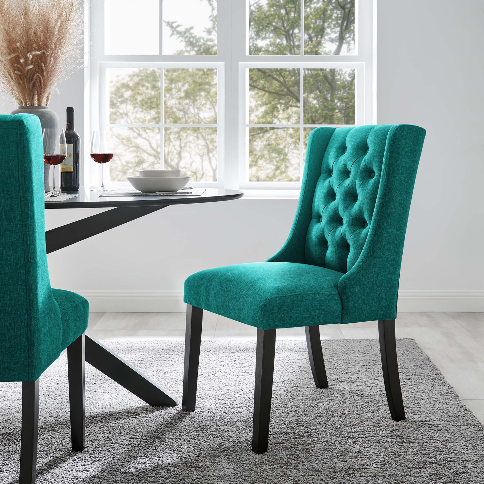 Baronet Button Tufted Fabric Dining Chair