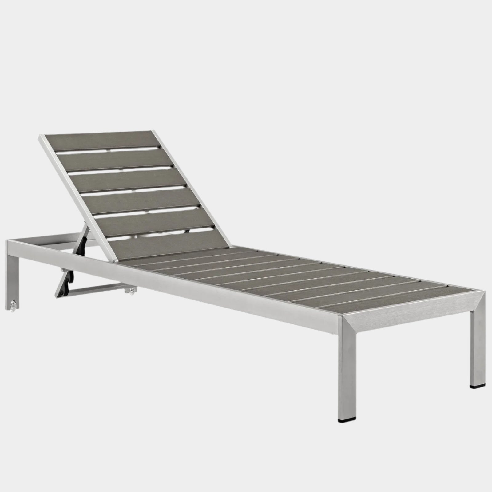 Shore Outdoor Patio Aluminum Chaise in Silver Gray