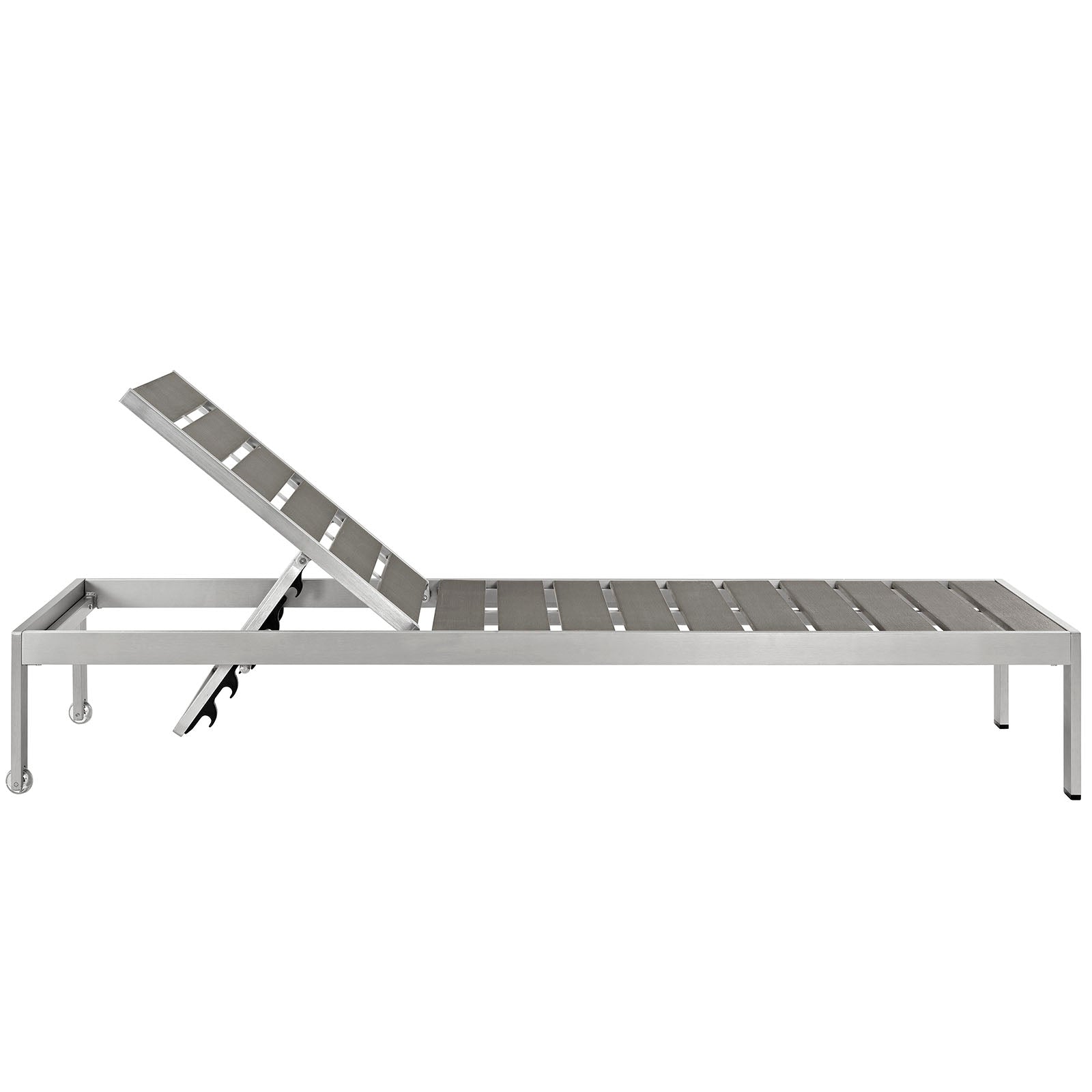 Shore Outdoor Patio Aluminum Chaise in Silver Gray