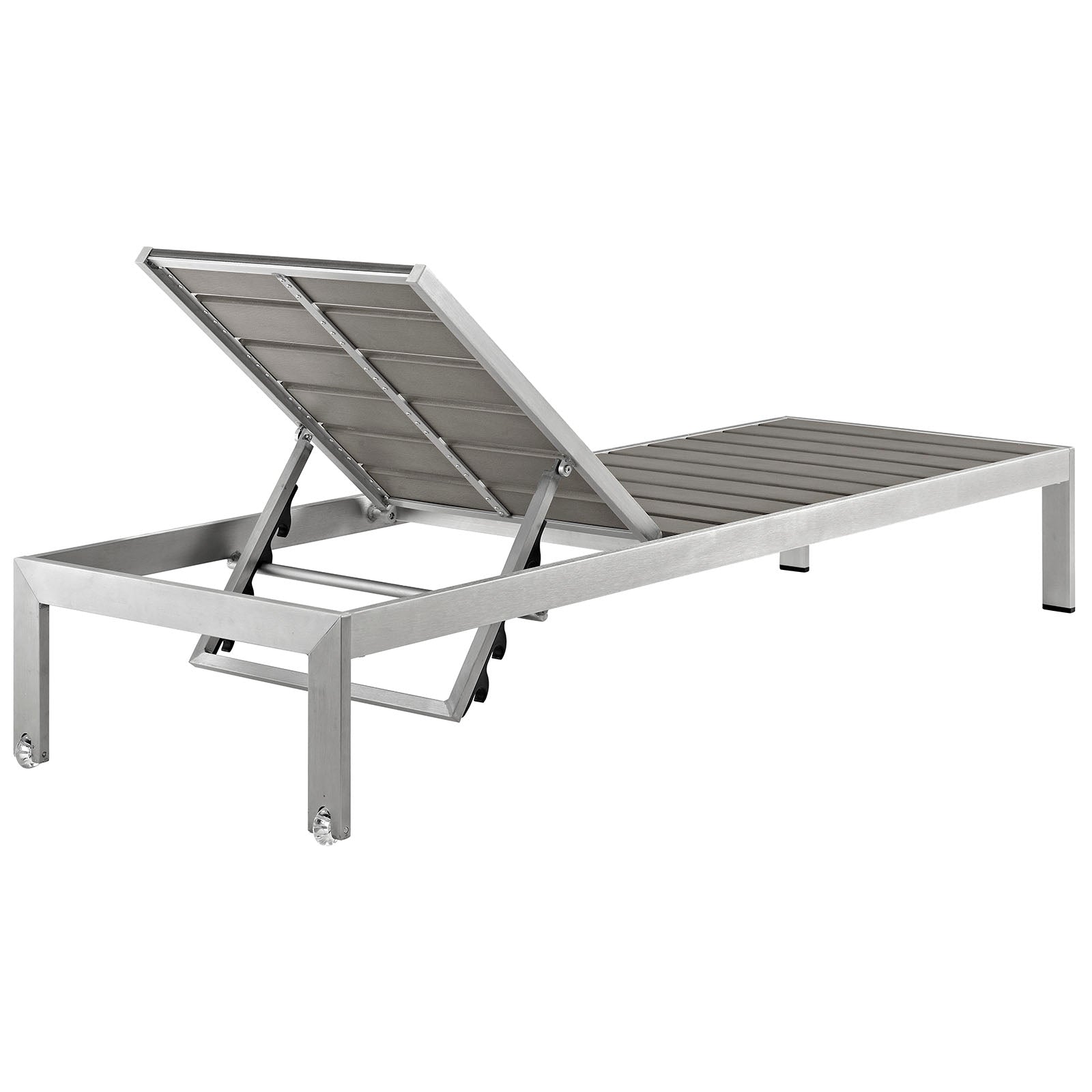 Shore Outdoor Patio Aluminum Chaise in Silver Gray