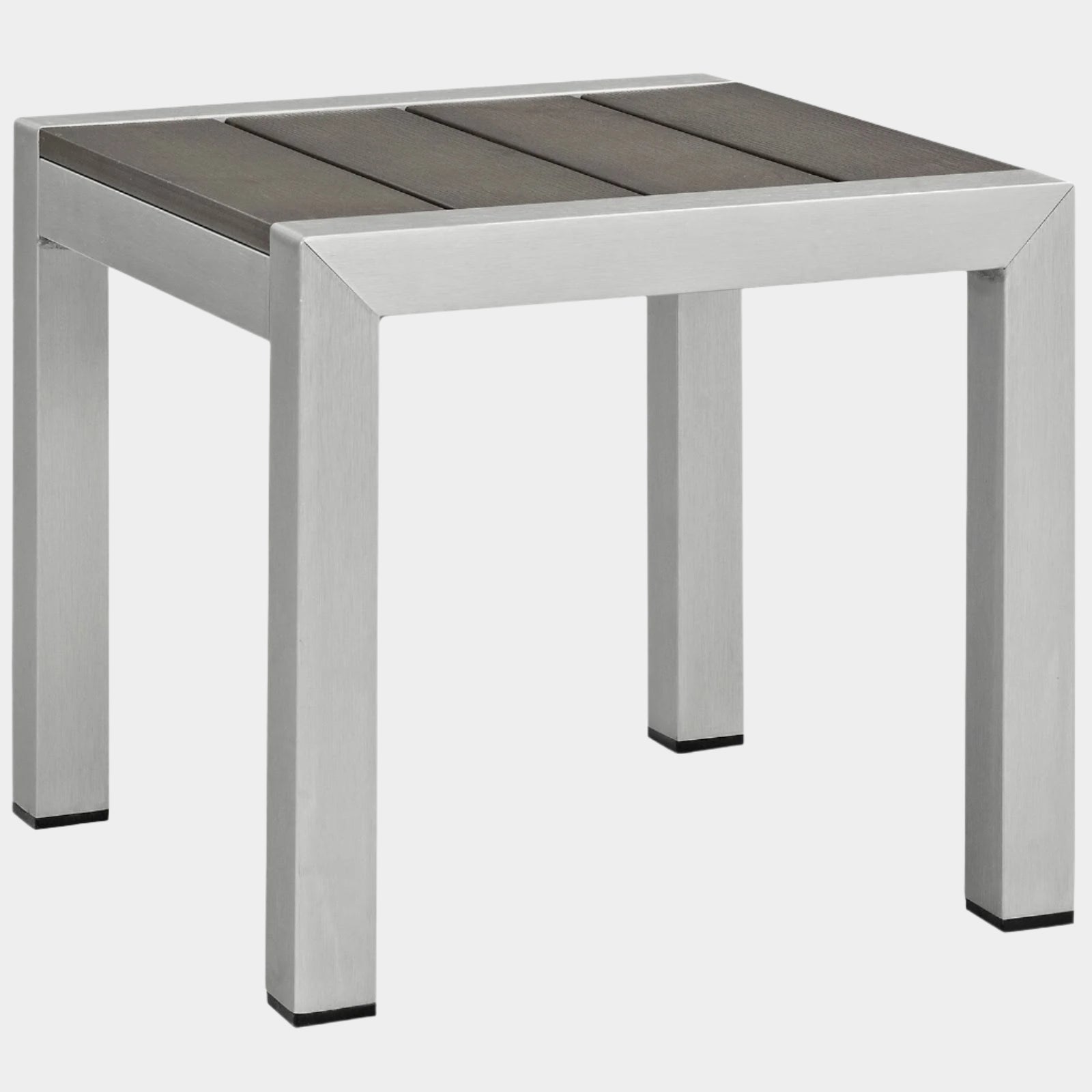 Shore Outdoor Patio Aluminum Side Table in Silver Gray