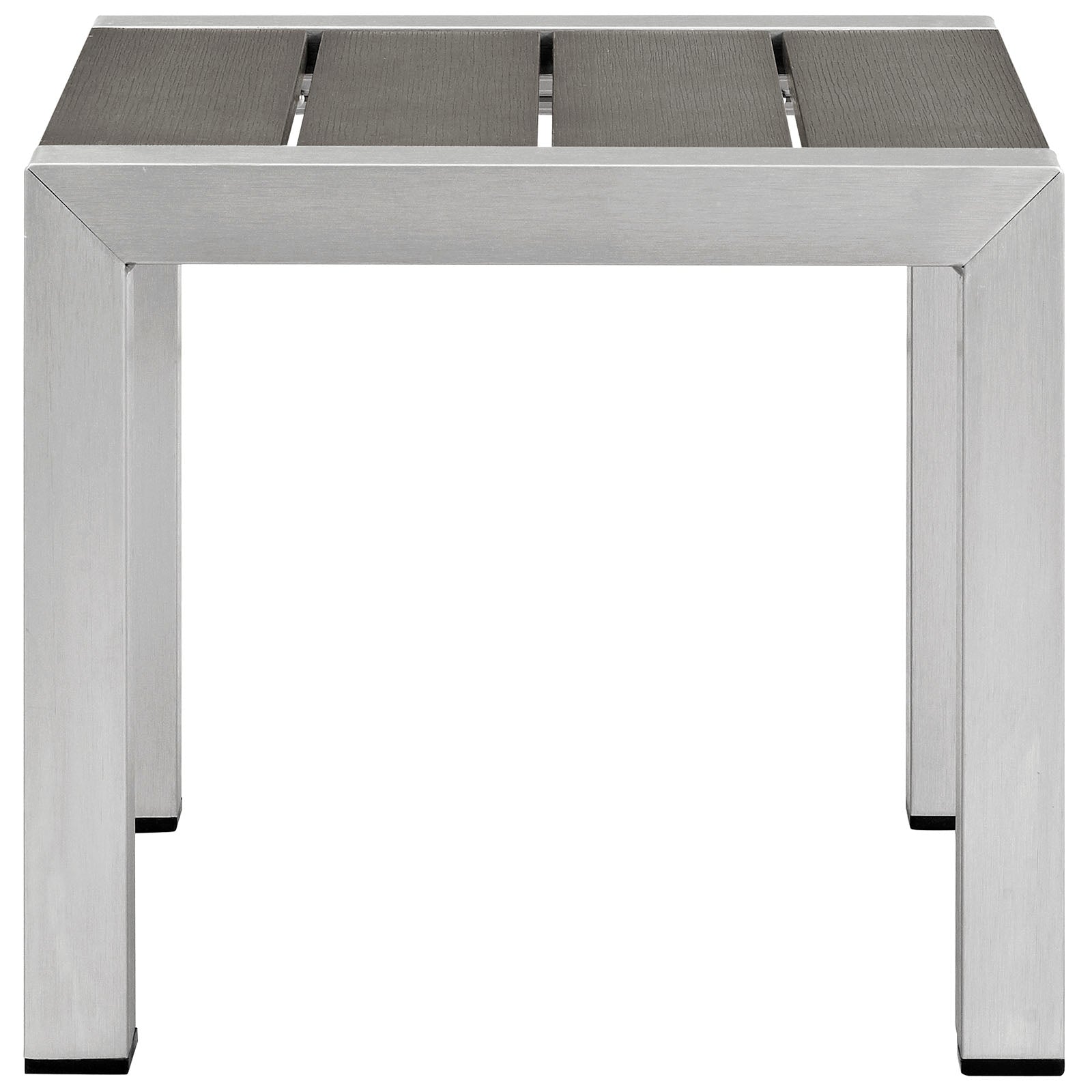 Shore Outdoor Patio Aluminum Side Table in Silver Gray