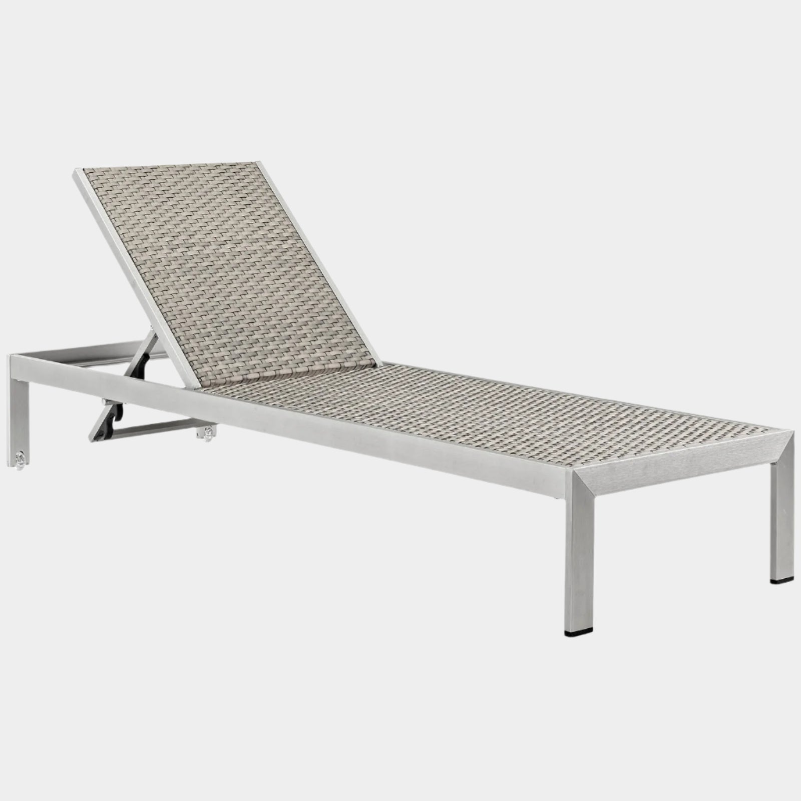 Shore Outdoor Patio Aluminum Rattan Chaise in Silver Brown Gray