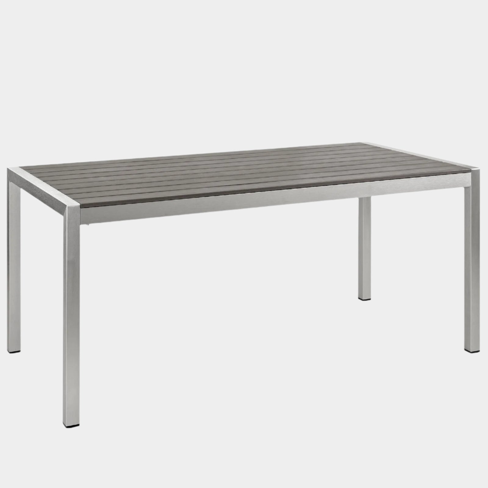 Shore Outdoor Patio Aluminum Dining Table in Silver Gray