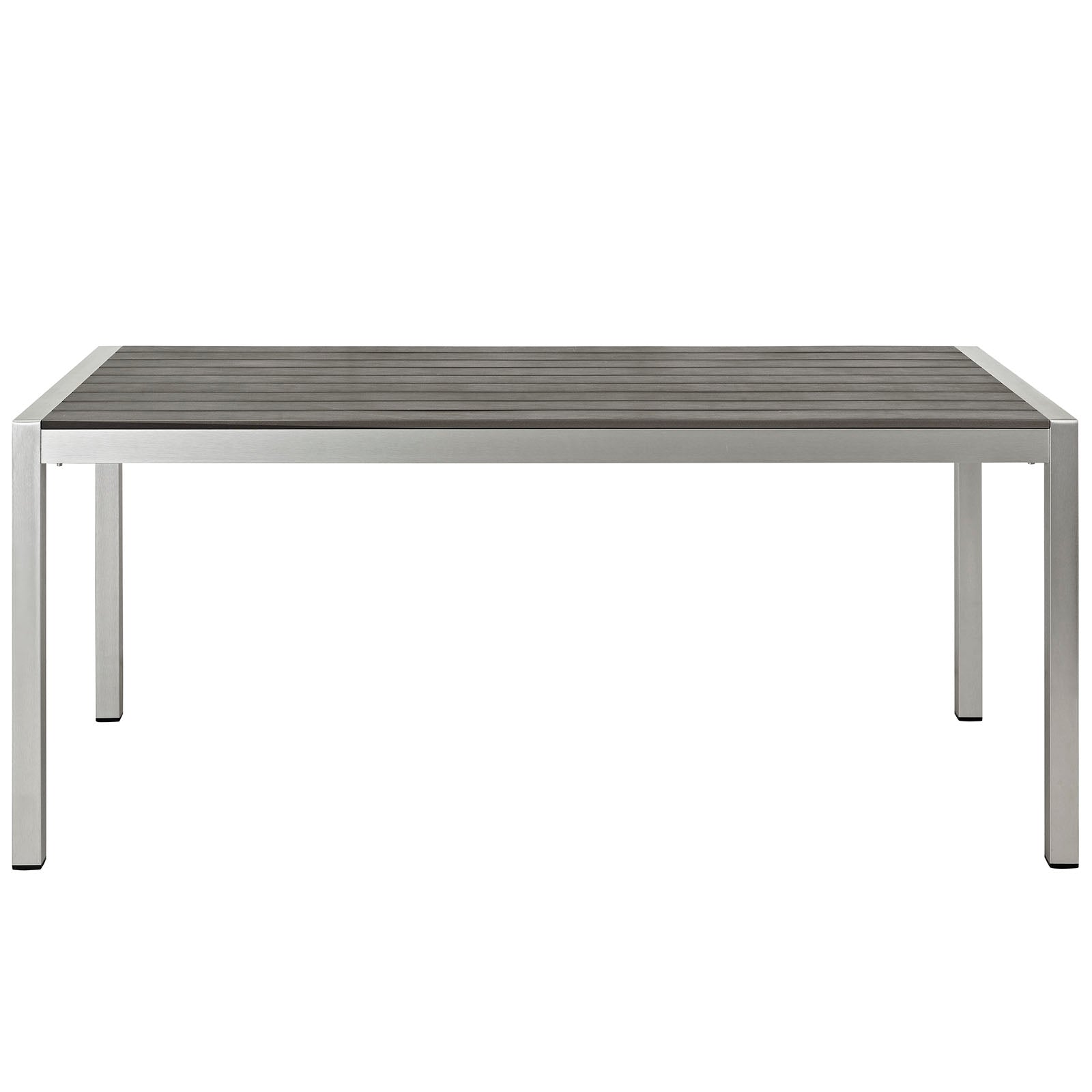 Shore Outdoor Patio Aluminum Dining Table in Silver Gray