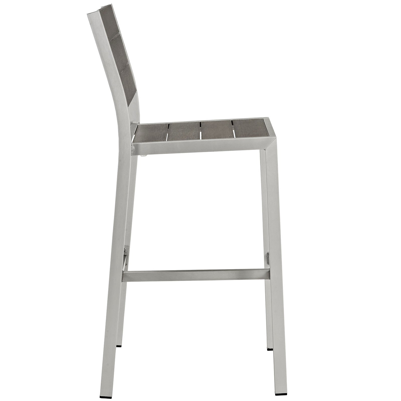 Shore Outdoor Patio Aluminum Armless Bar Stool in Silver Gray