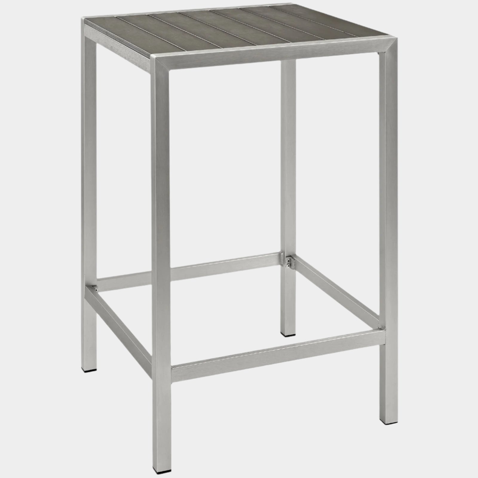 Shore Outdoor Patio Aluminum Bar Table in Silver Gray