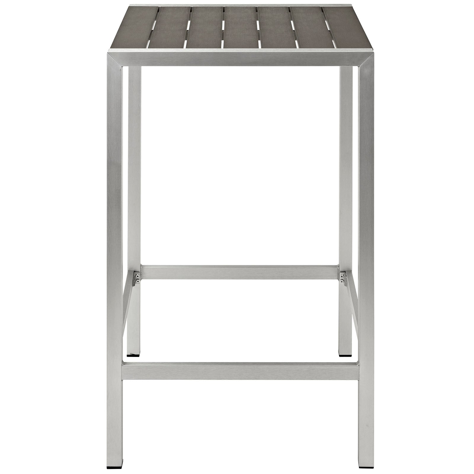 Shore Outdoor Patio Aluminum Bar Table in Silver Gray