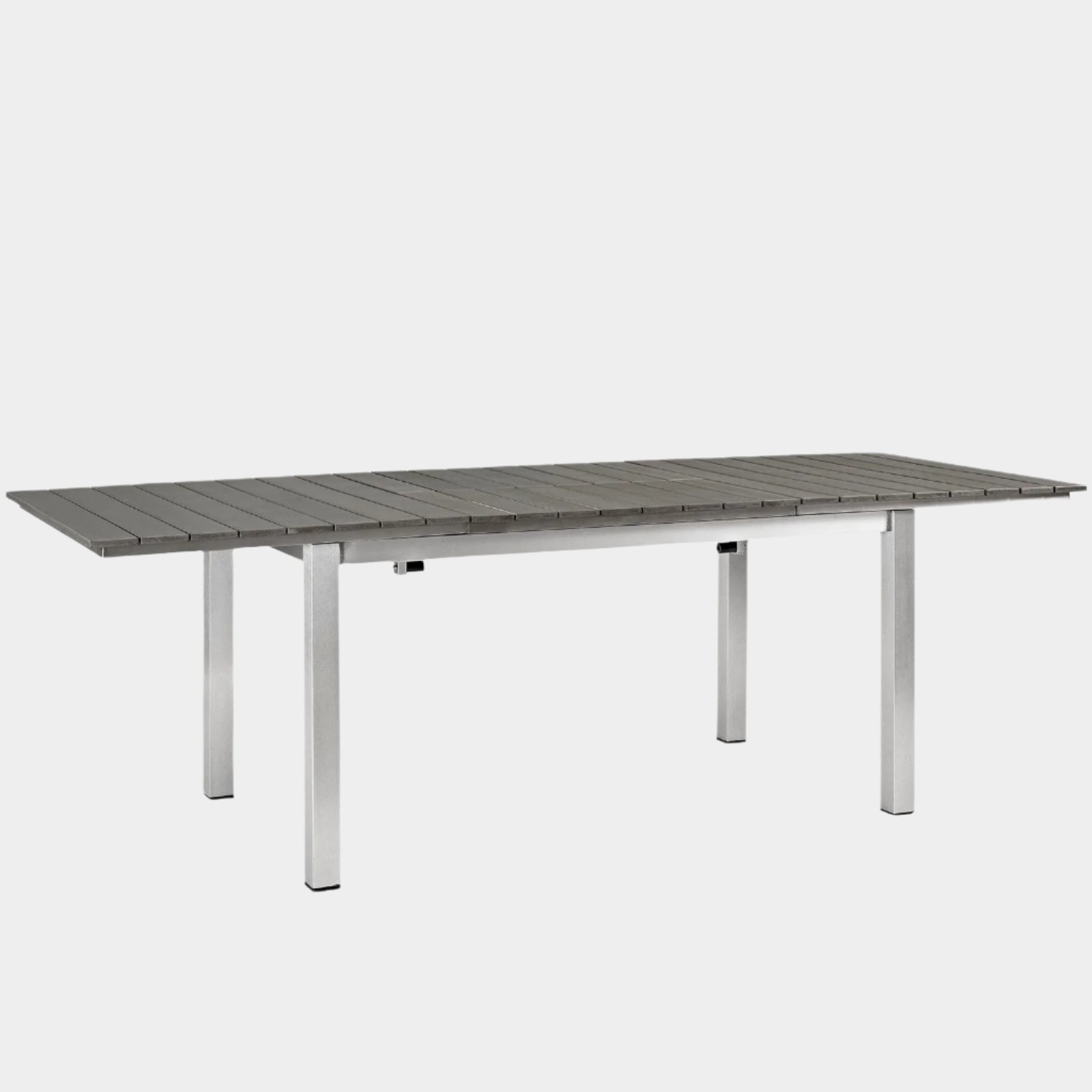 Shore Outdoor Patio Aluminum Dining Table in Silver Gray