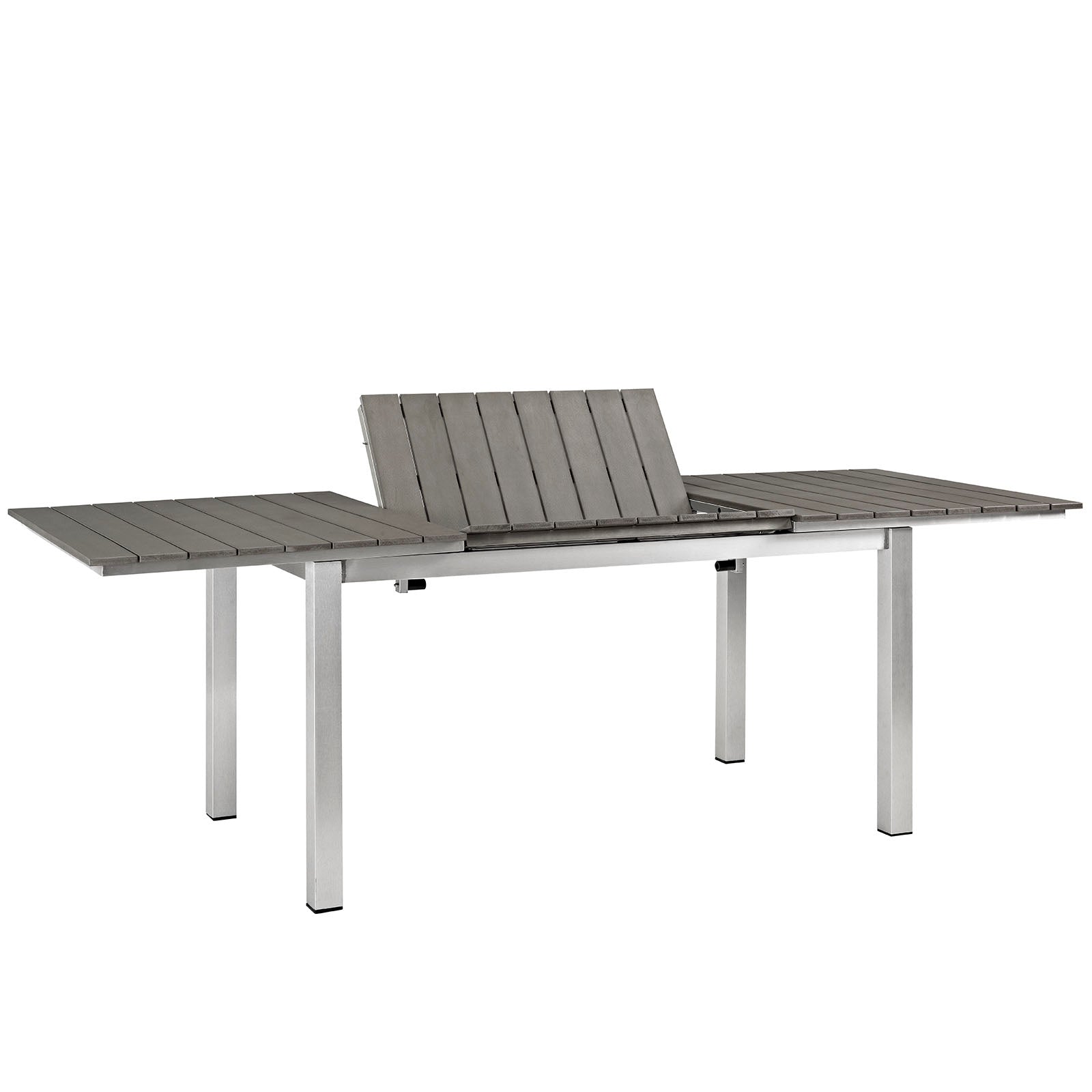 Shore Outdoor Patio Aluminum Dining Table in Silver Gray