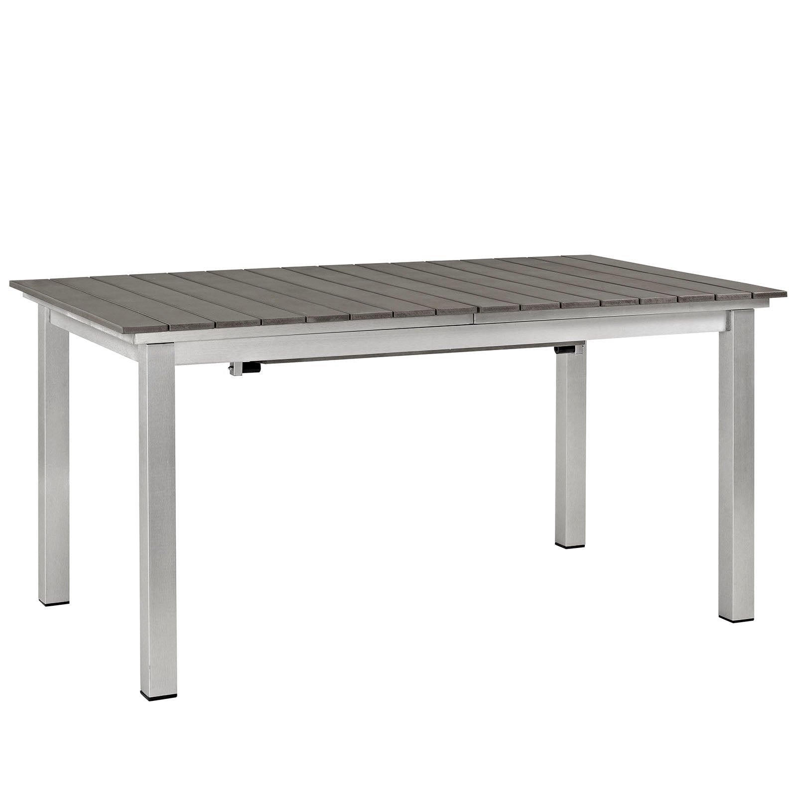 Shore Outdoor Patio Aluminum Dining Table in Silver Gray