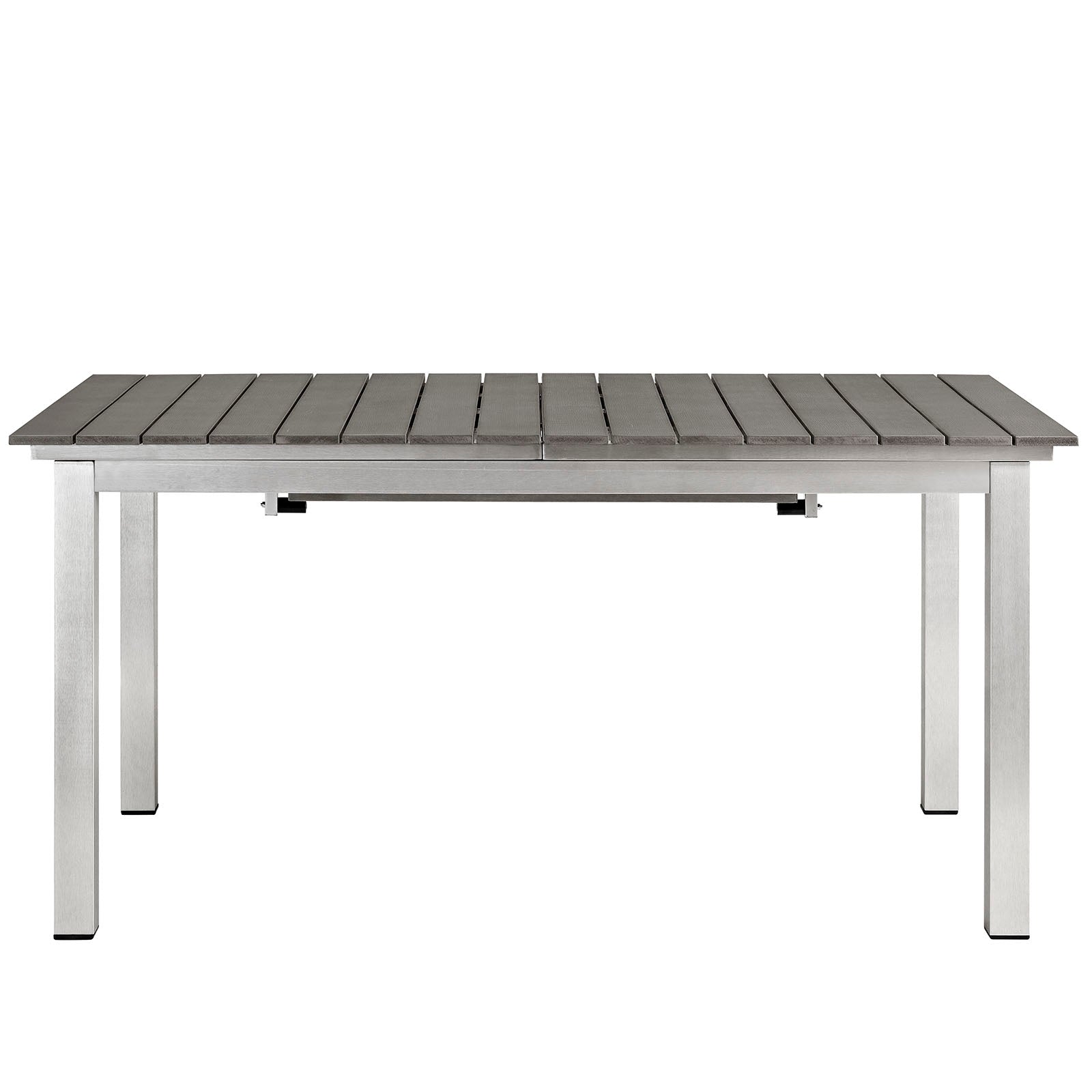 Shore Outdoor Patio Aluminum Dining Table in Silver Gray