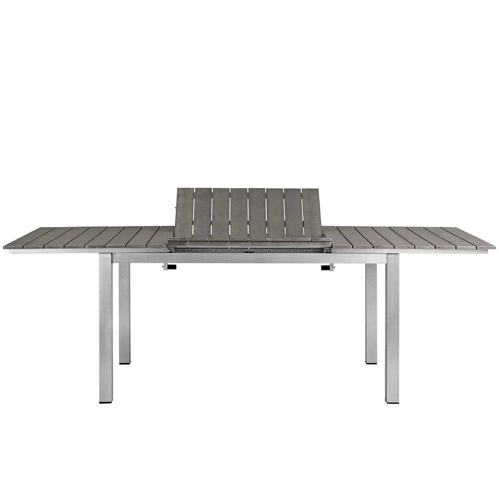 Shore Outdoor Patio Aluminum Dining Table in Silver Gray