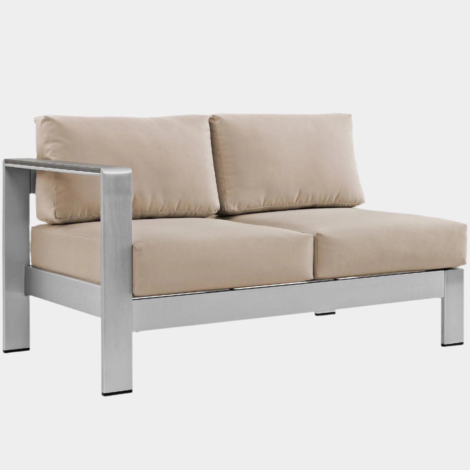 Shore Left-Arm Corner Sectional Outdoor Patio Aluminum Loveseat