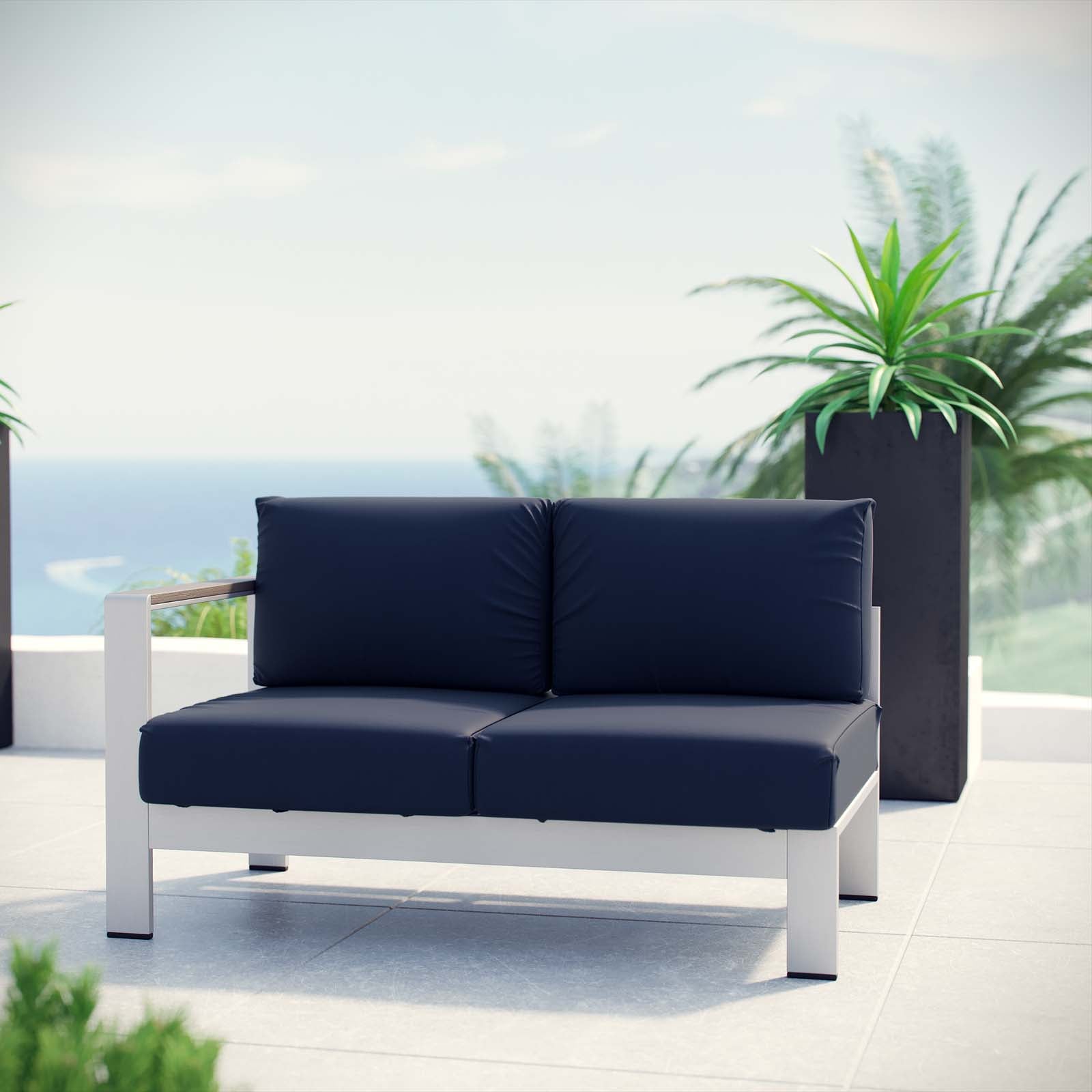 Shore Left-Arm Corner Sectional Outdoor Patio Aluminum Loveseat