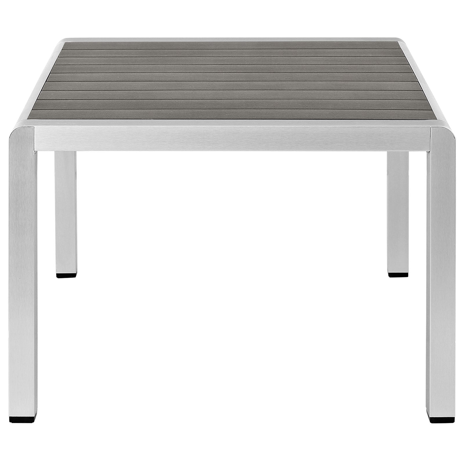 Shore Outdoor Patio Aluminum Coffee Table in Silver Gray