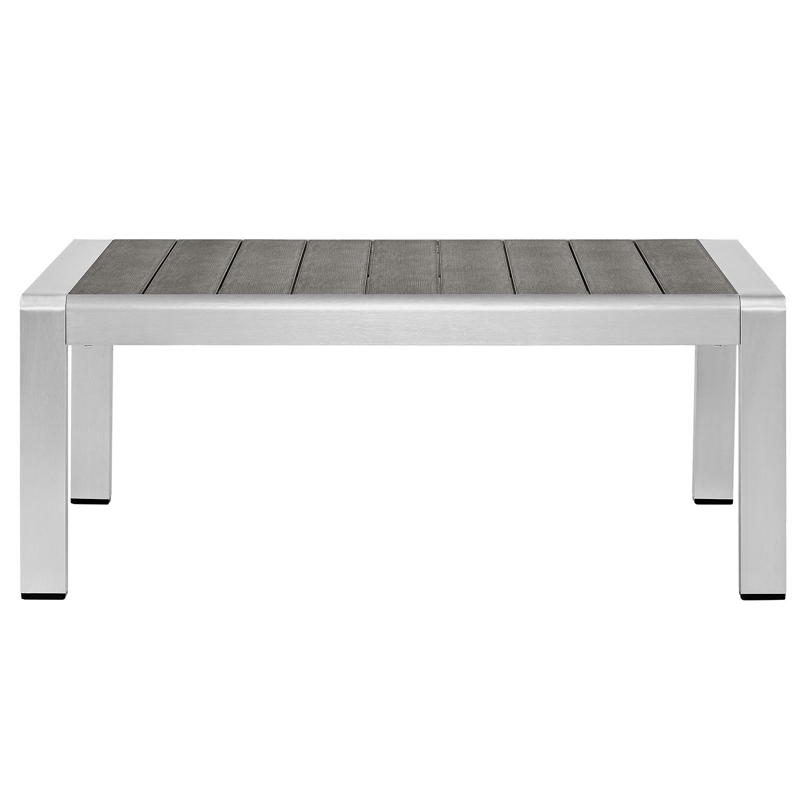 Shore Outdoor Patio Aluminum Coffee Table in Silver Gray