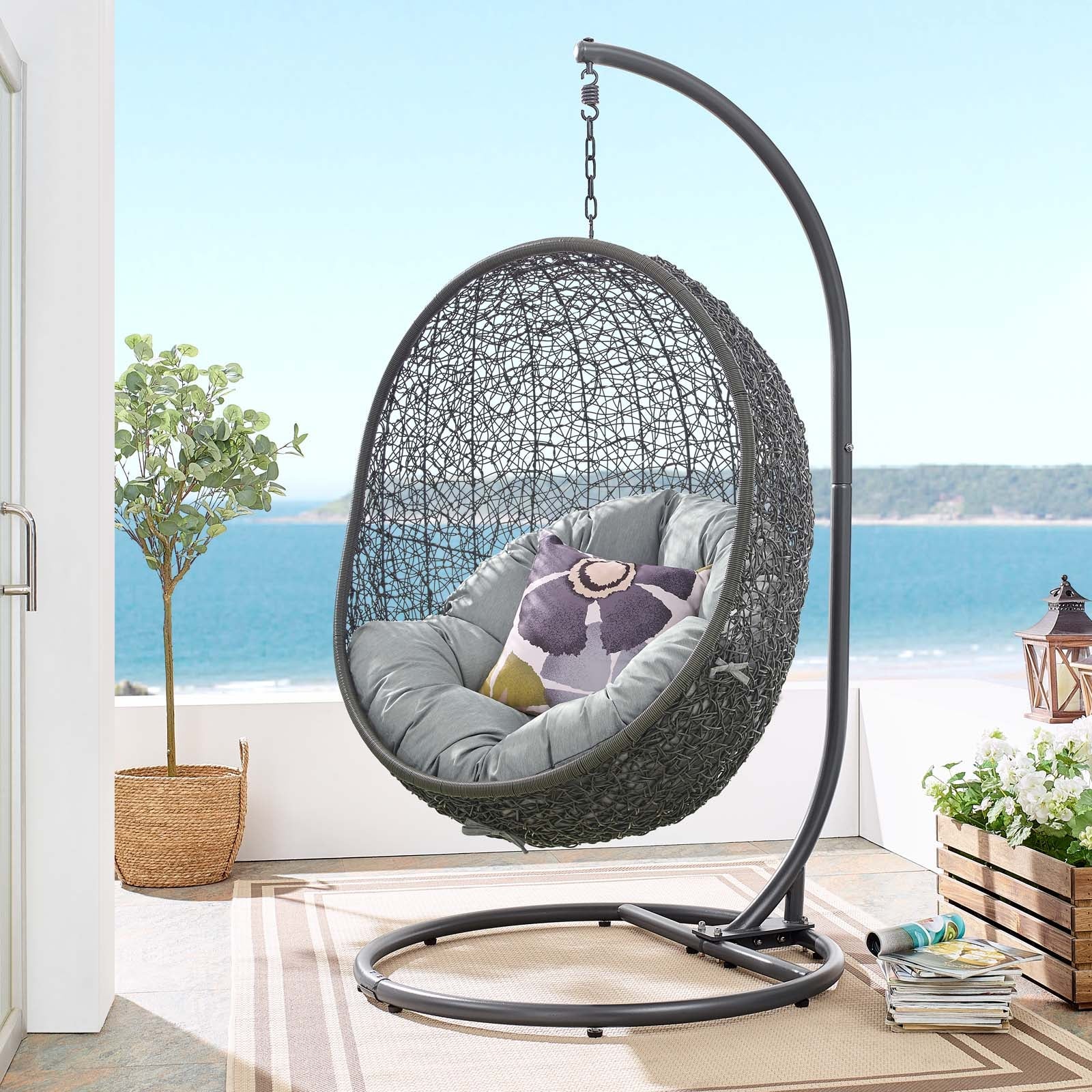 Hide Outdoor Patio Swing Chair With Stand