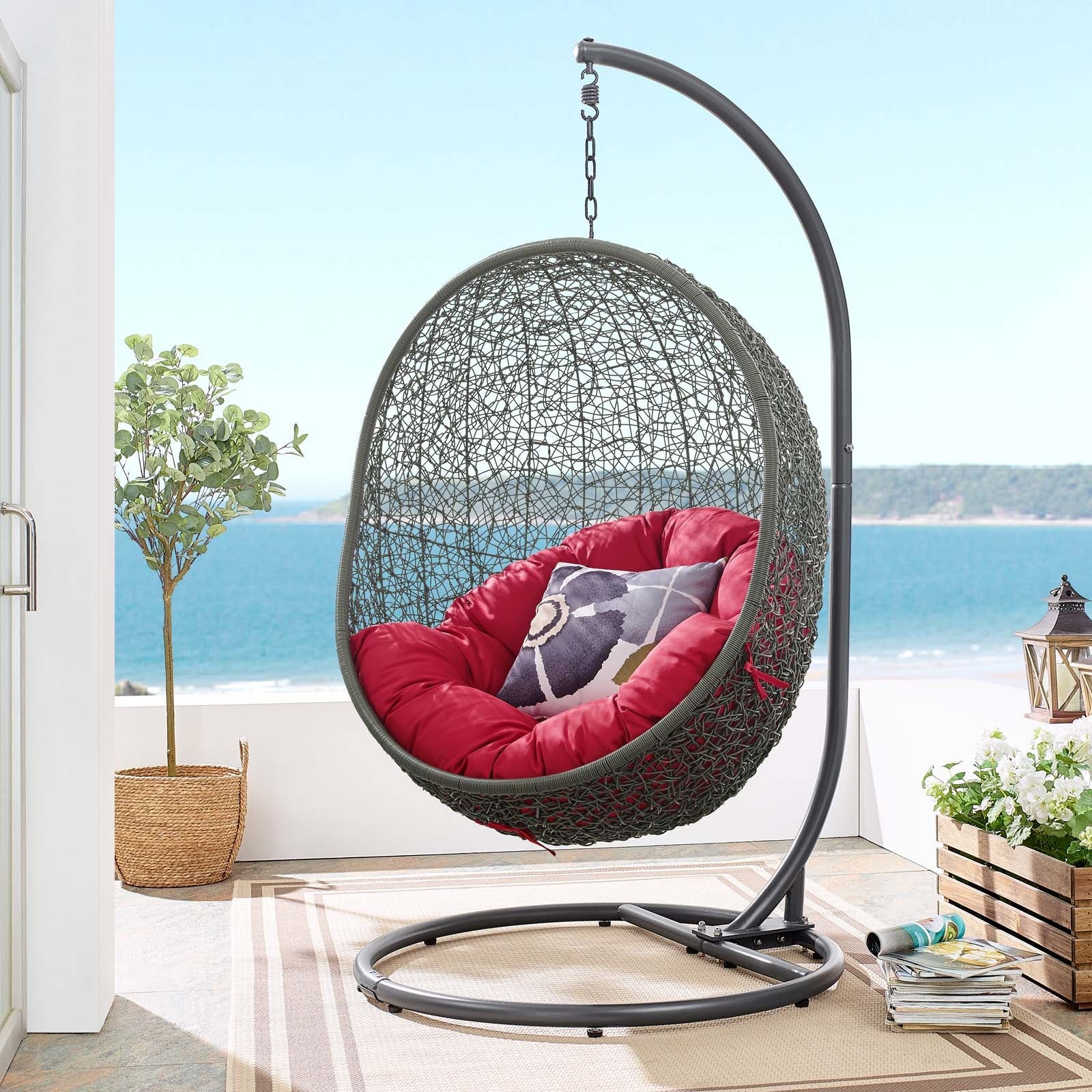 Hide Outdoor Patio Swing Chair With Stand