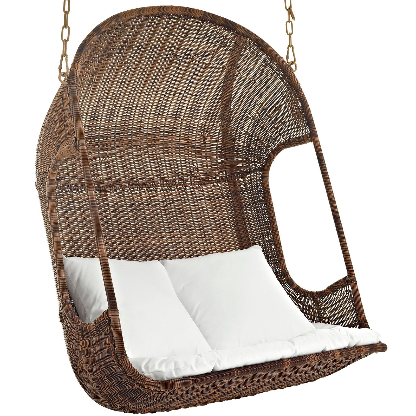 Vantage Outdoor Patio Swing Chair With Stand in Brown White