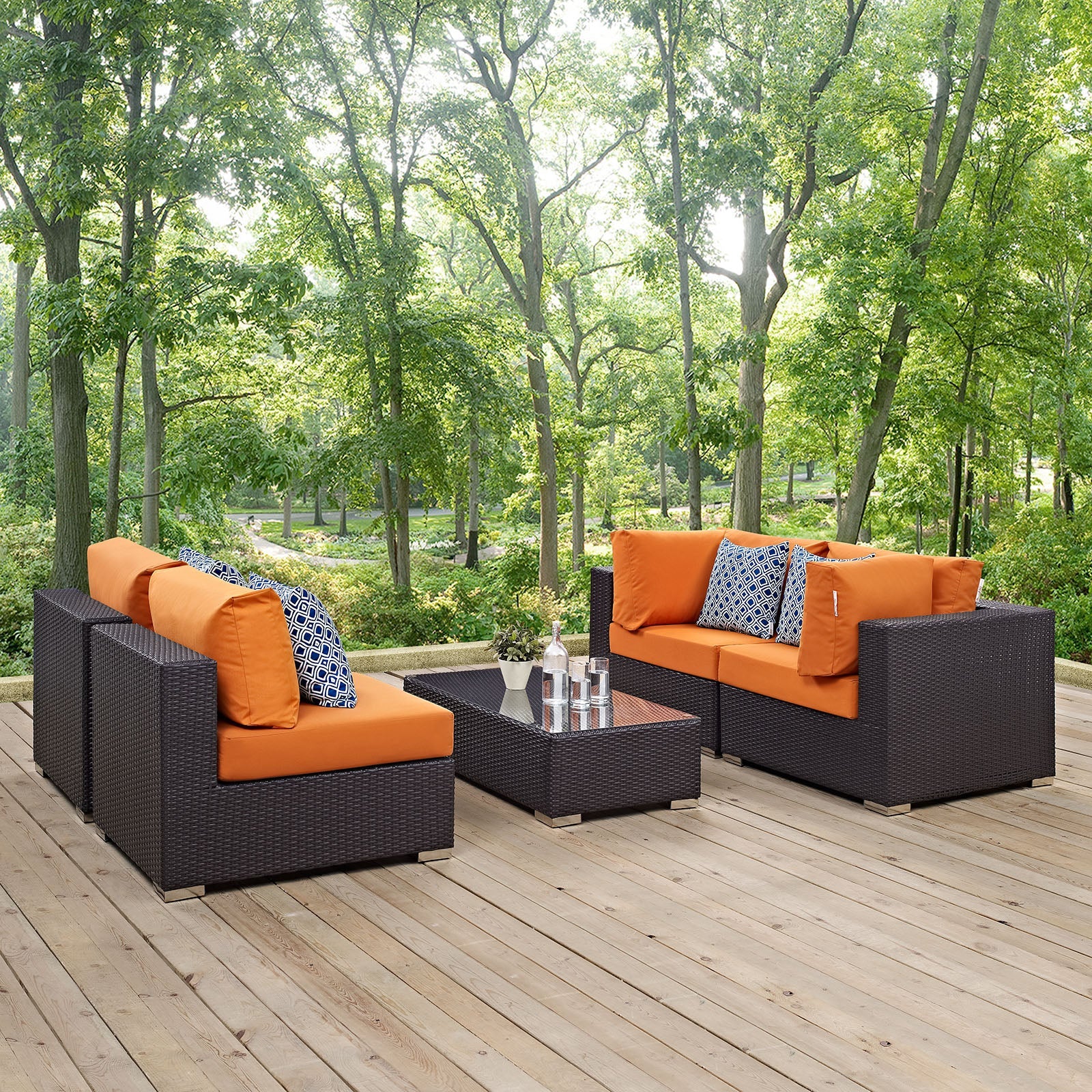 Convene 5 Piece Outdoor Patio Sectional Set