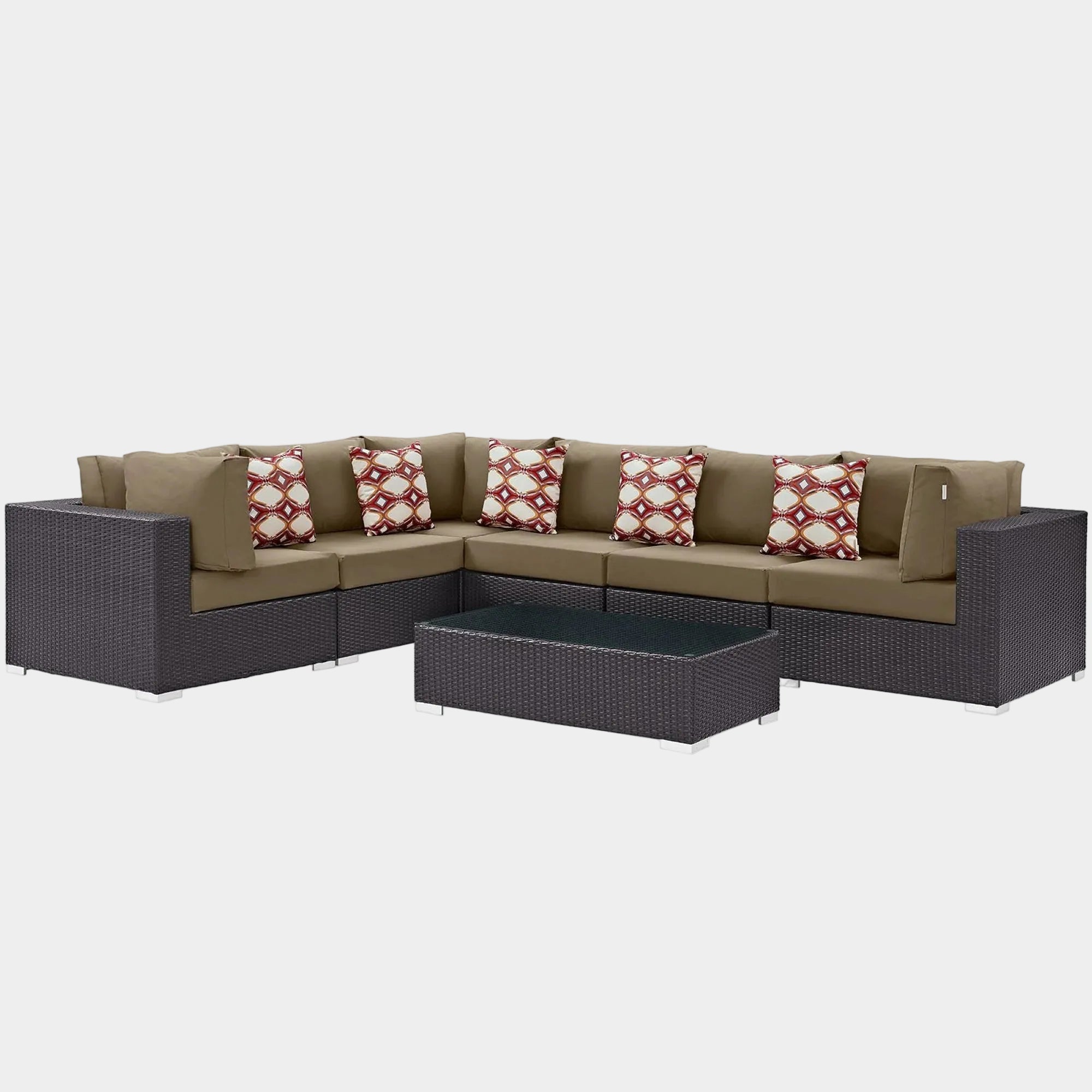 Convene 7 Piece Outdoor Sectional Set in Espresso Mocha